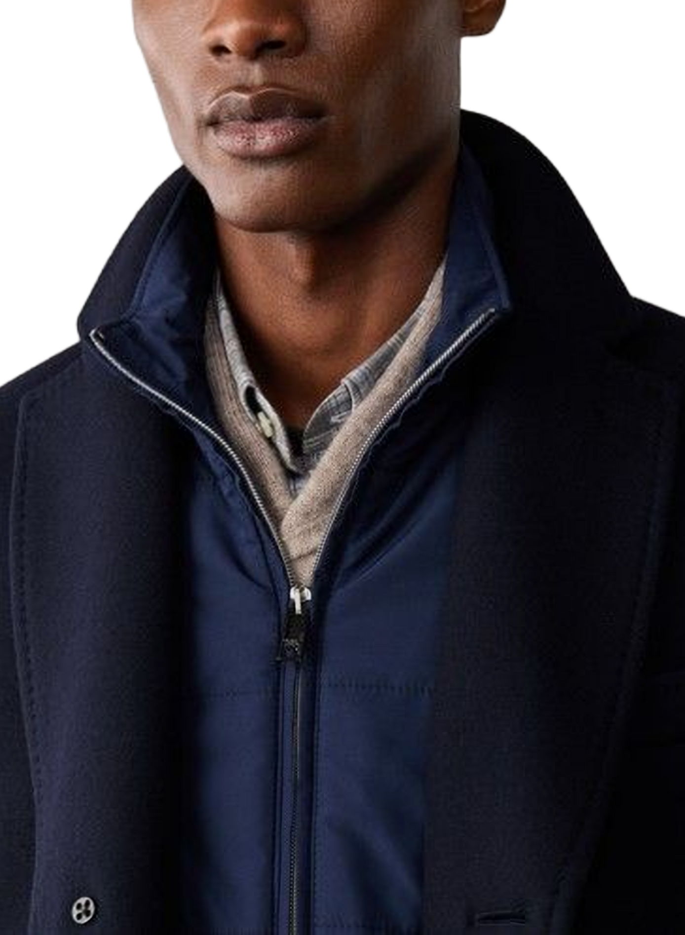 Double-faced wool and cashmere blend straight coat HACKETT Blue
