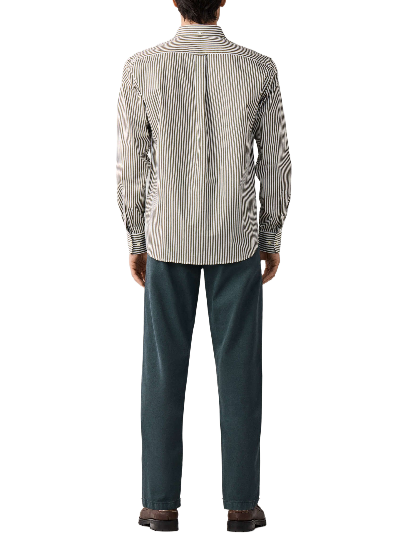 Rechte gestreepte katoenen blouse met knoopkraag FACONNABLE Kaki