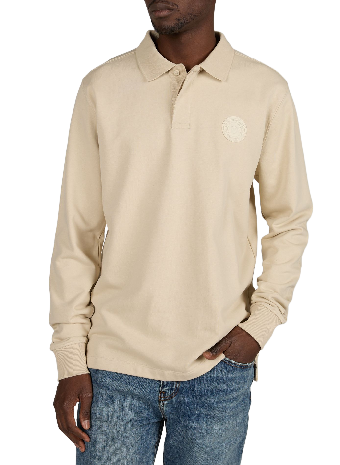 Straight cotton-blend polo shirt DIDRIKSONS Beige