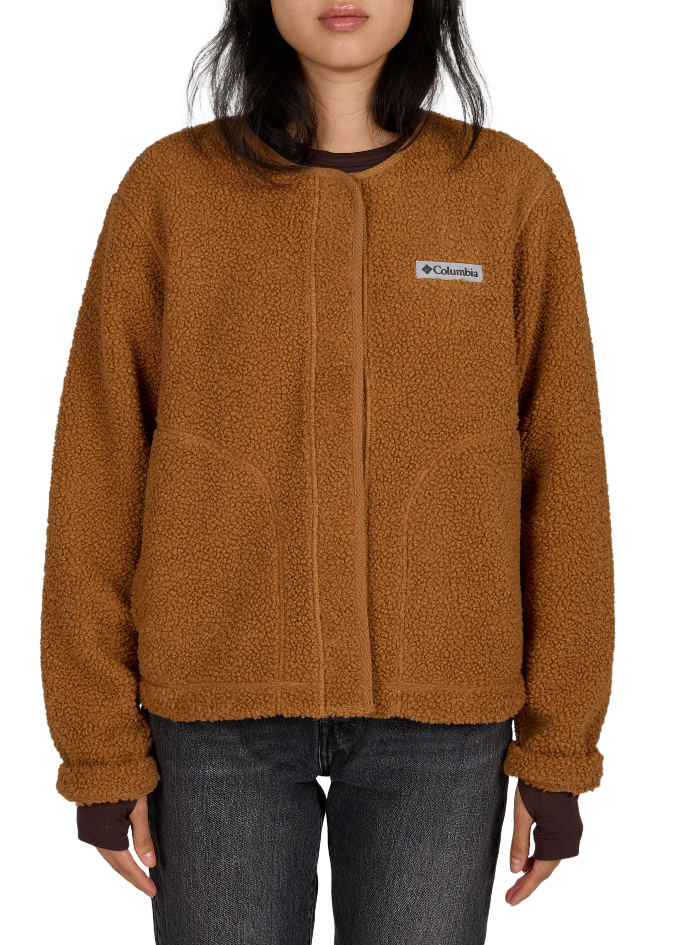 Shearling-look jacket with round collar COLUMBIA Brown
