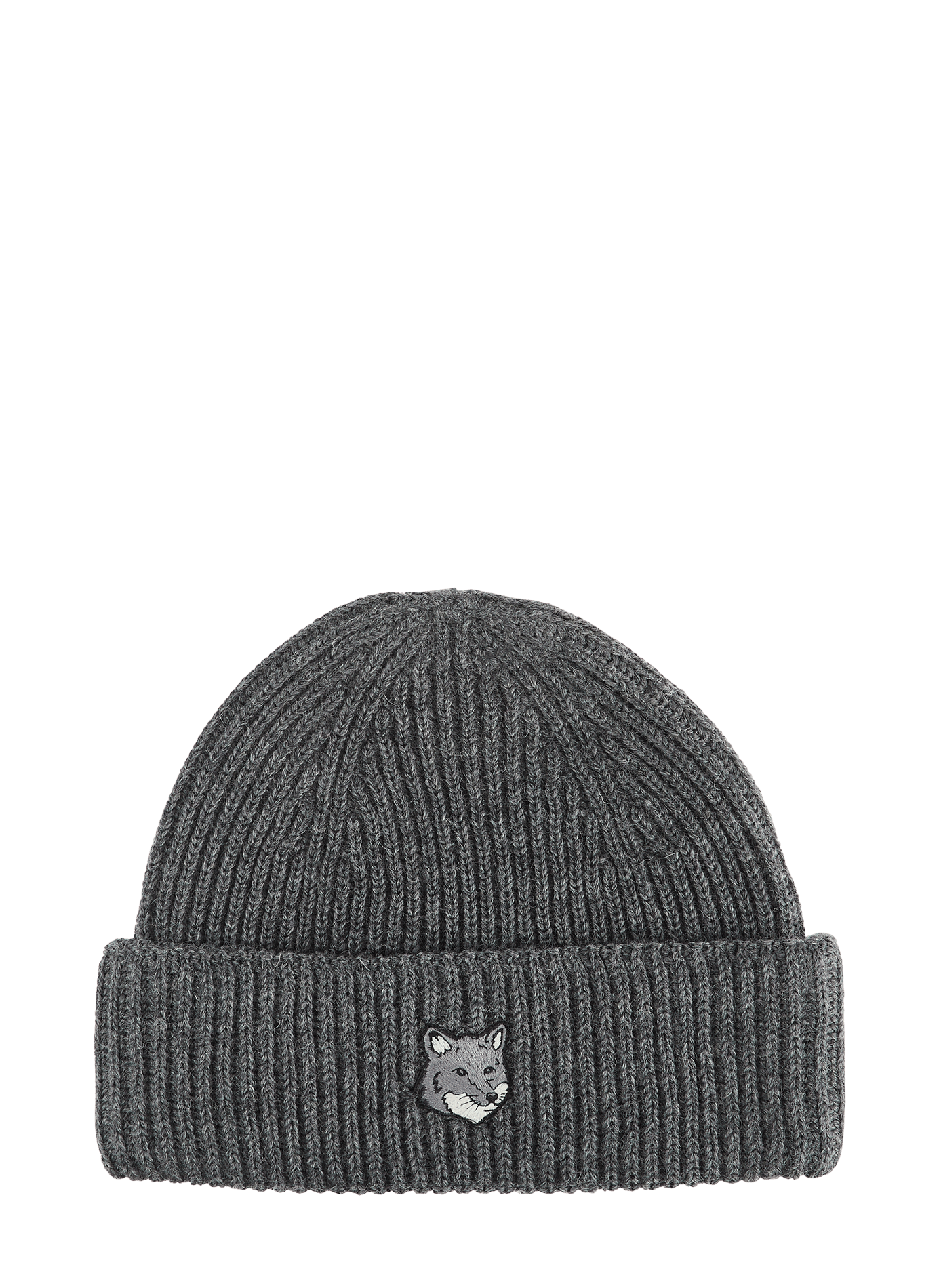 Ribbed wool beanie MAISON KITSUNÉ Grey