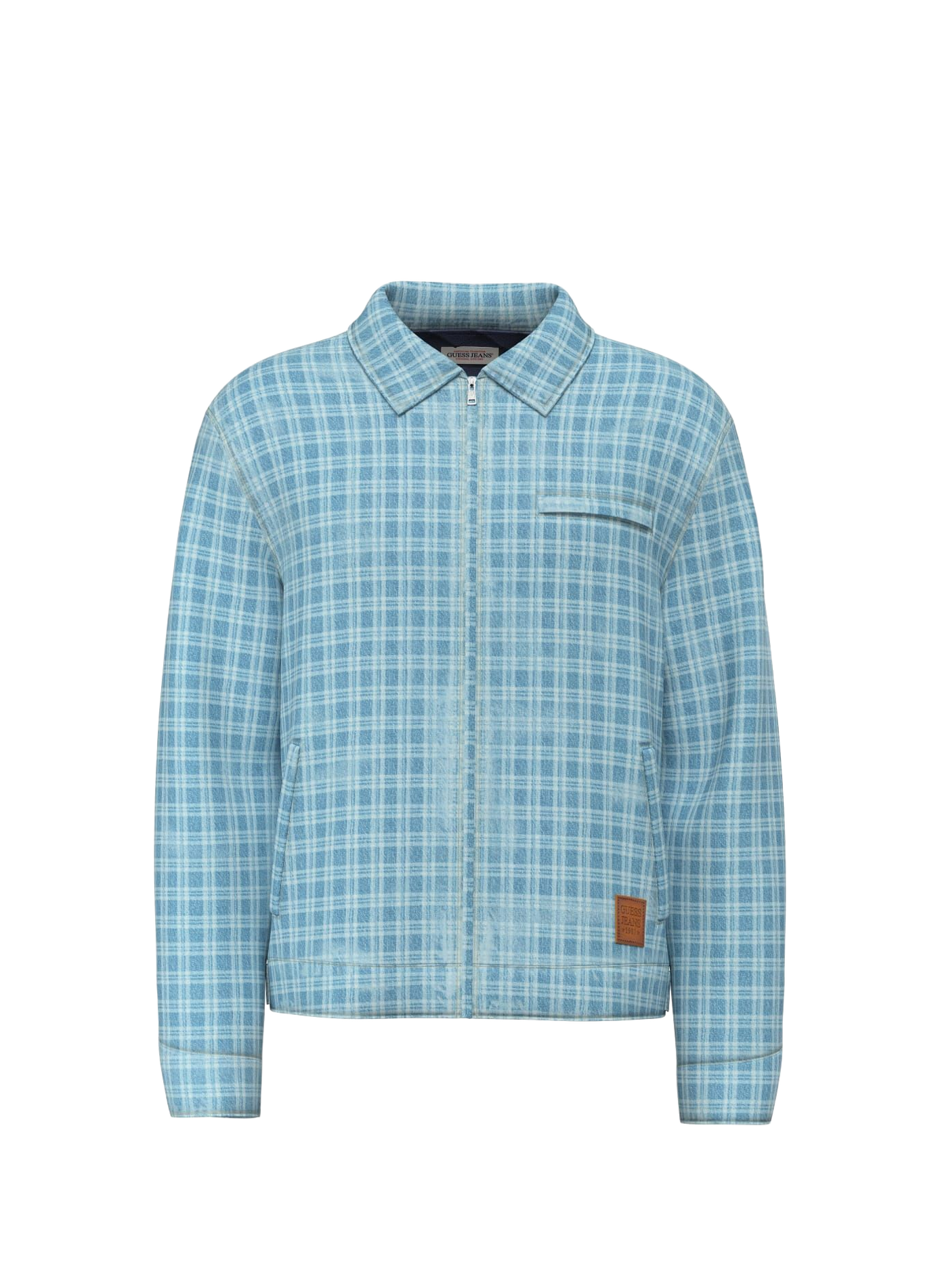 Veste droit col classique à carreaux en coton mélangé GUESS Blue