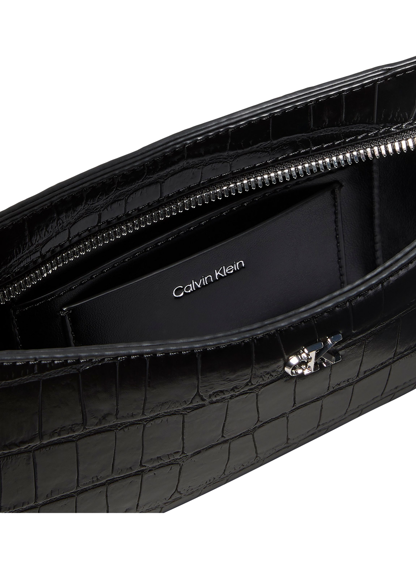 Crocodile-effect shoulder bag CALVIN KLEIN Black