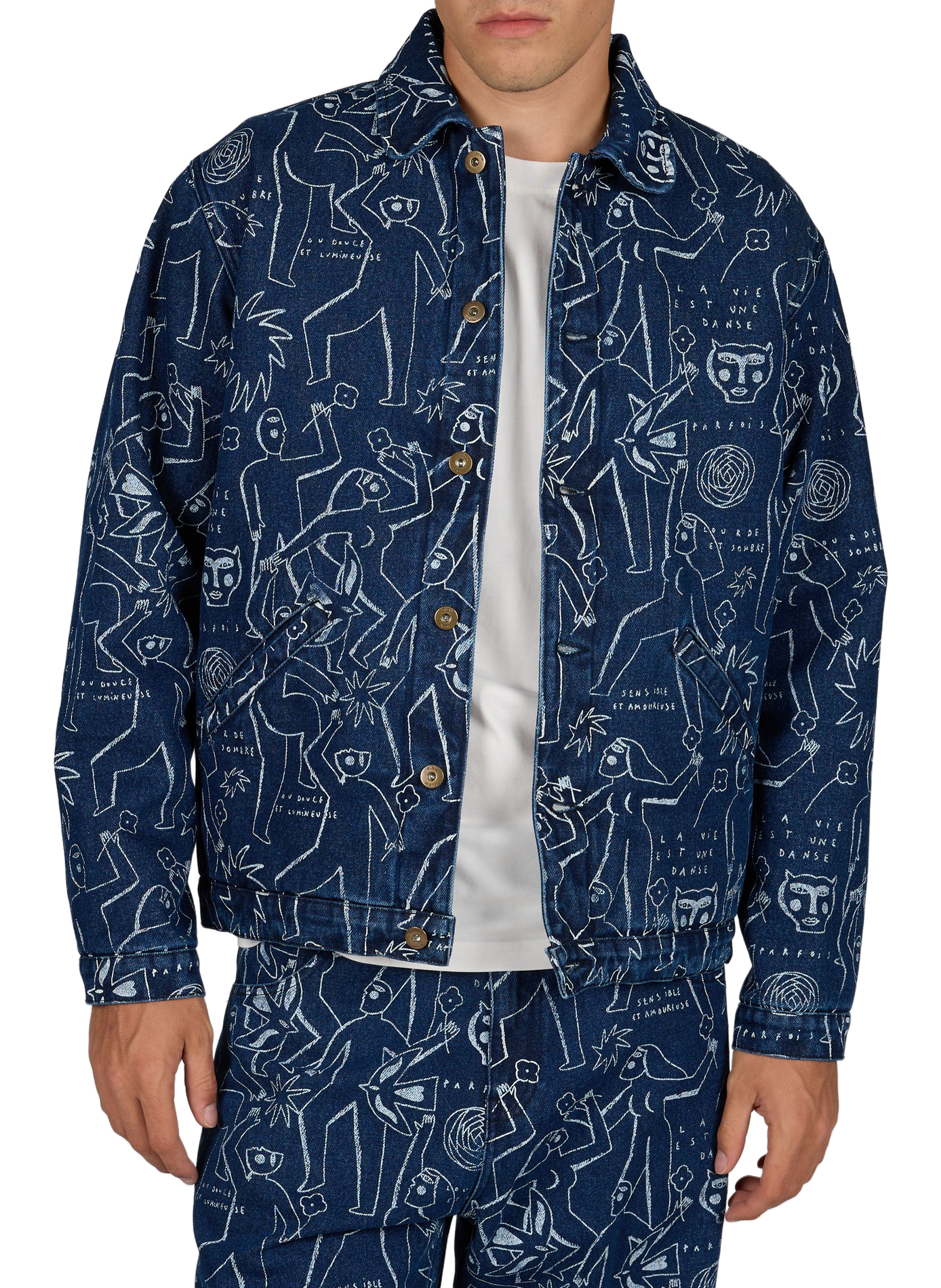 Printed cotton jacket OLOW Blue