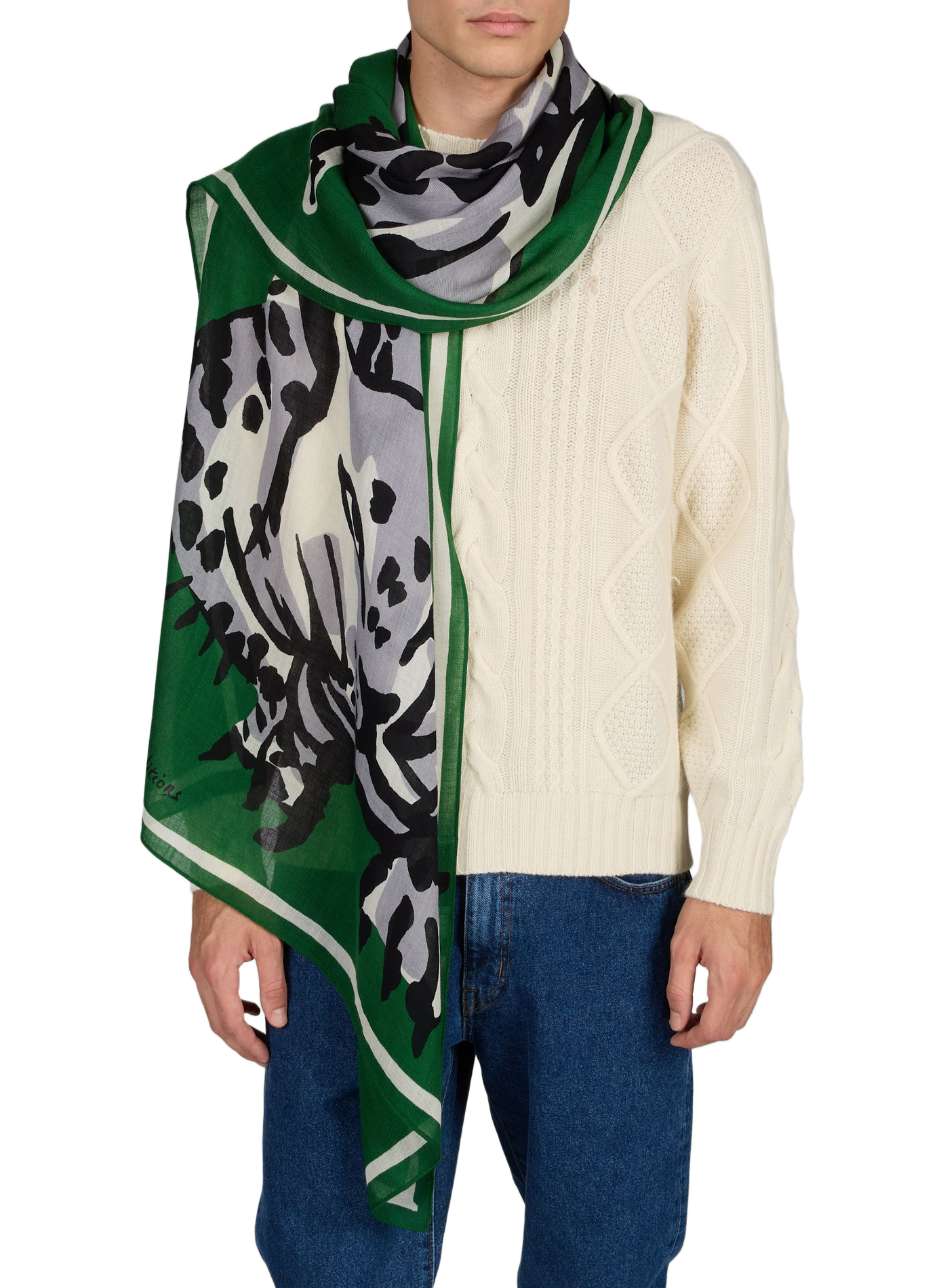 Foulard imprimé en laine INOUI EDITIONS Vert