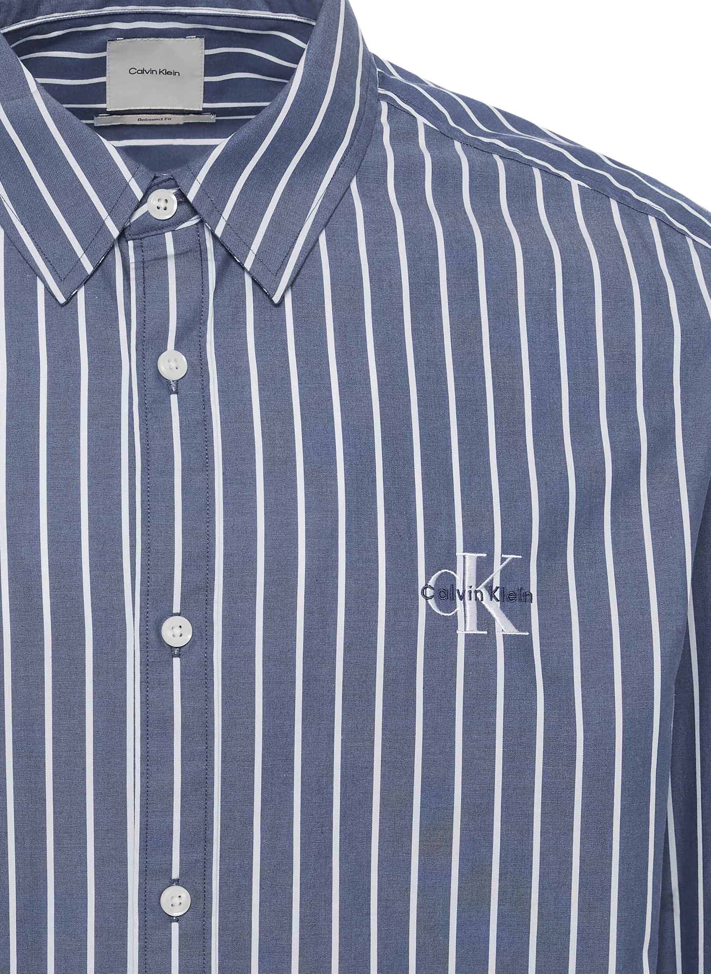 Straight classic collar striped cotton shirt CALVIN KLEIN Blue
