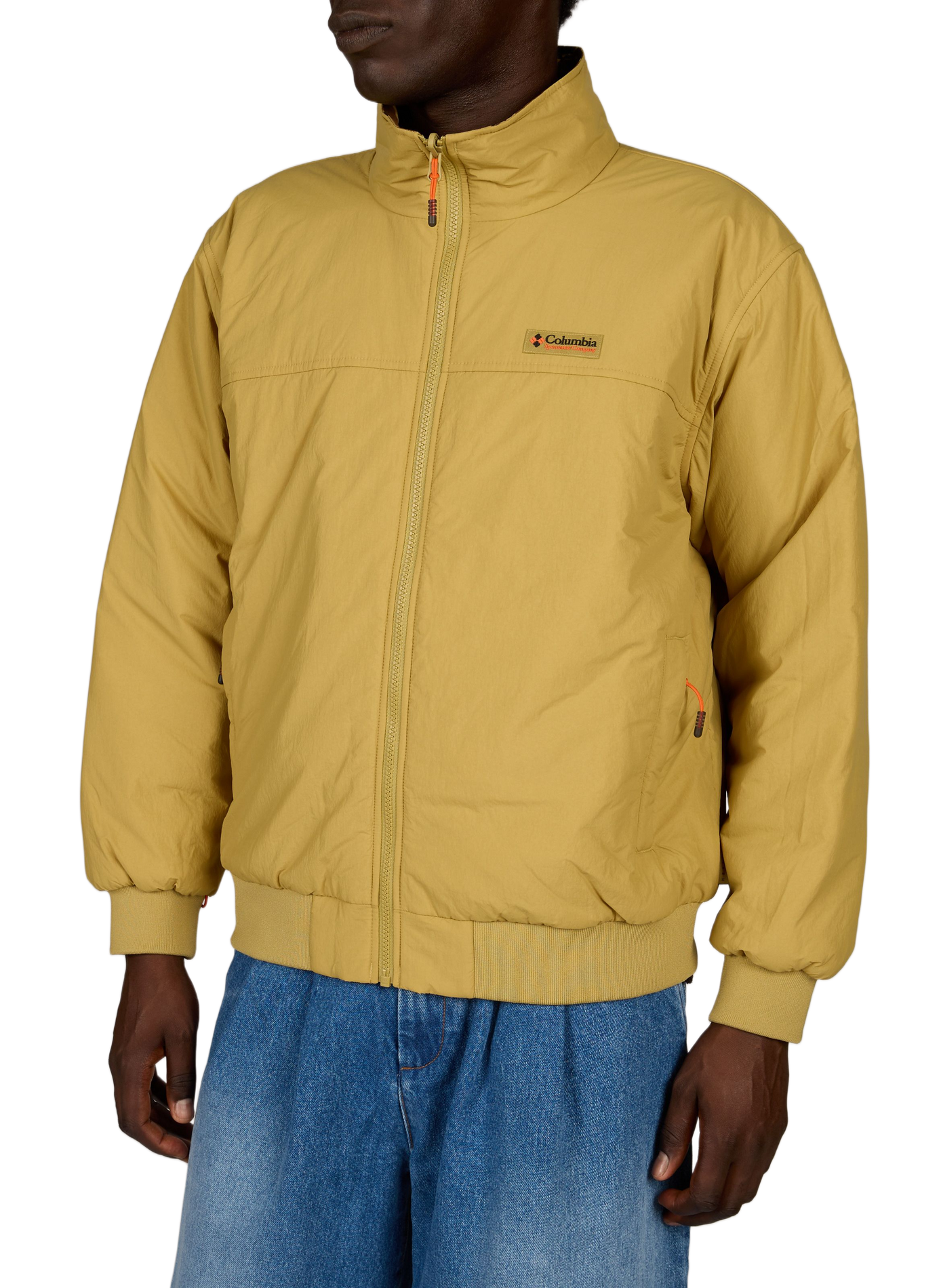 Straight printed hooded puffer jacket COLUMBIA Brown