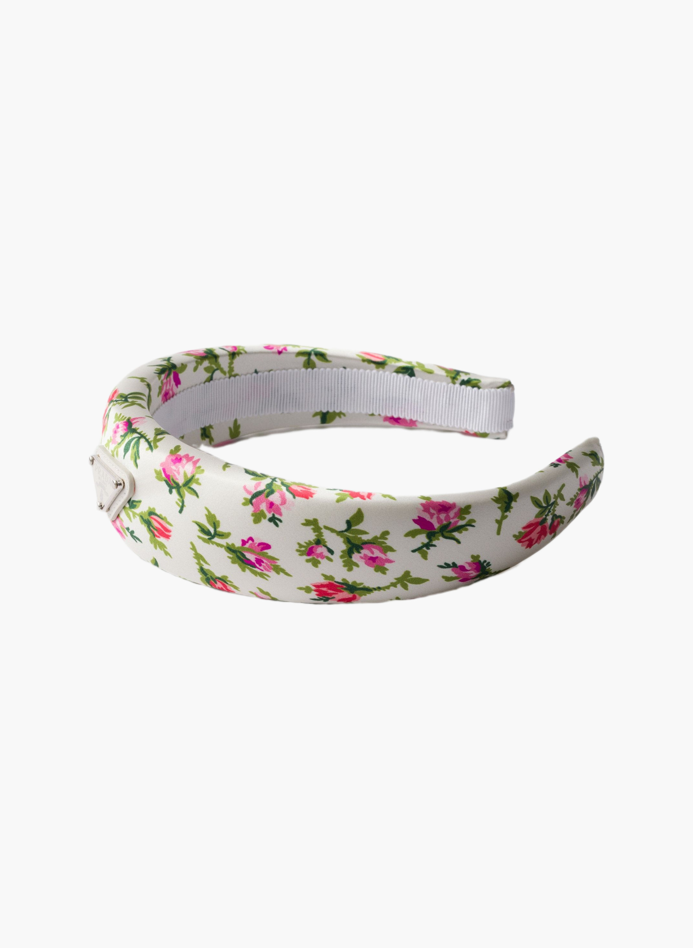 Bandeau imprimé en satin duchesse PRADA Beige