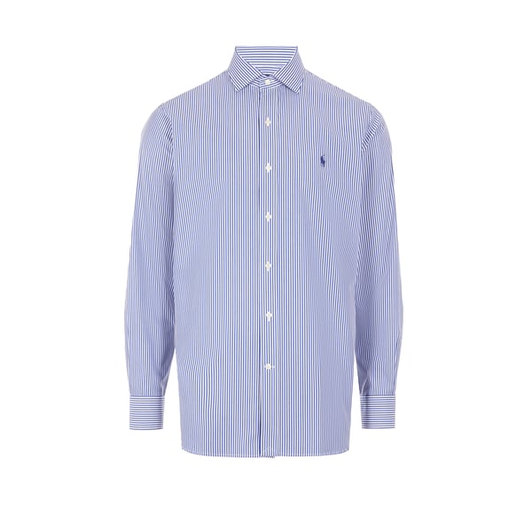Polo Ralph Lauren Slim Fit Striped Shirt With Button-down Collar In Blue