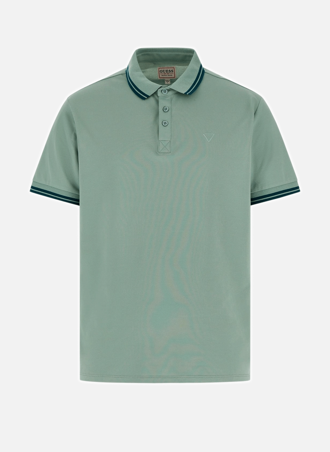 Plain polo shirt with striped collar GUESS