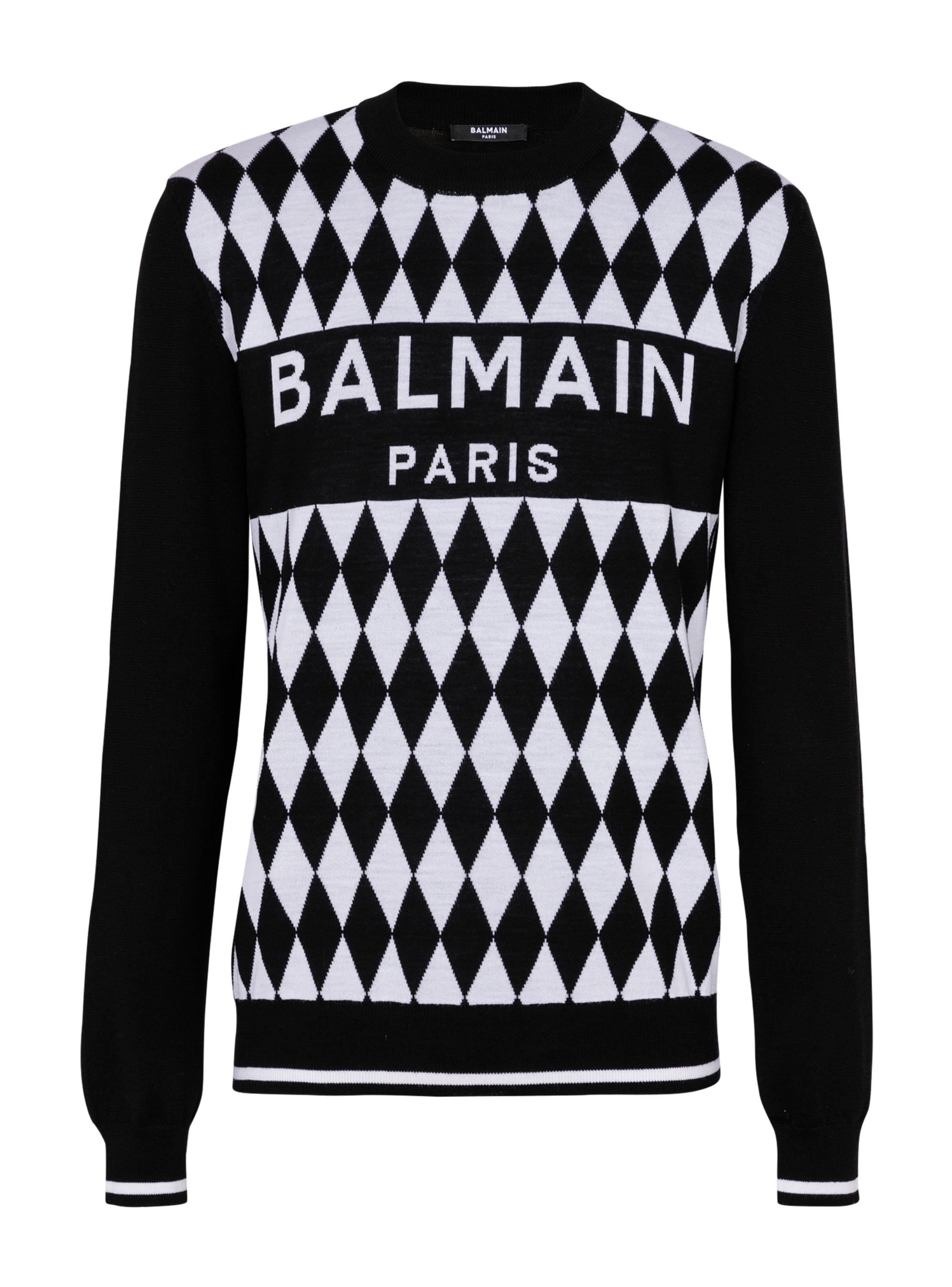 PULL BICOLORE EN JACQUARD DIAMOND BALMAIN PARIS BALMAIN pour HOMME Printemps