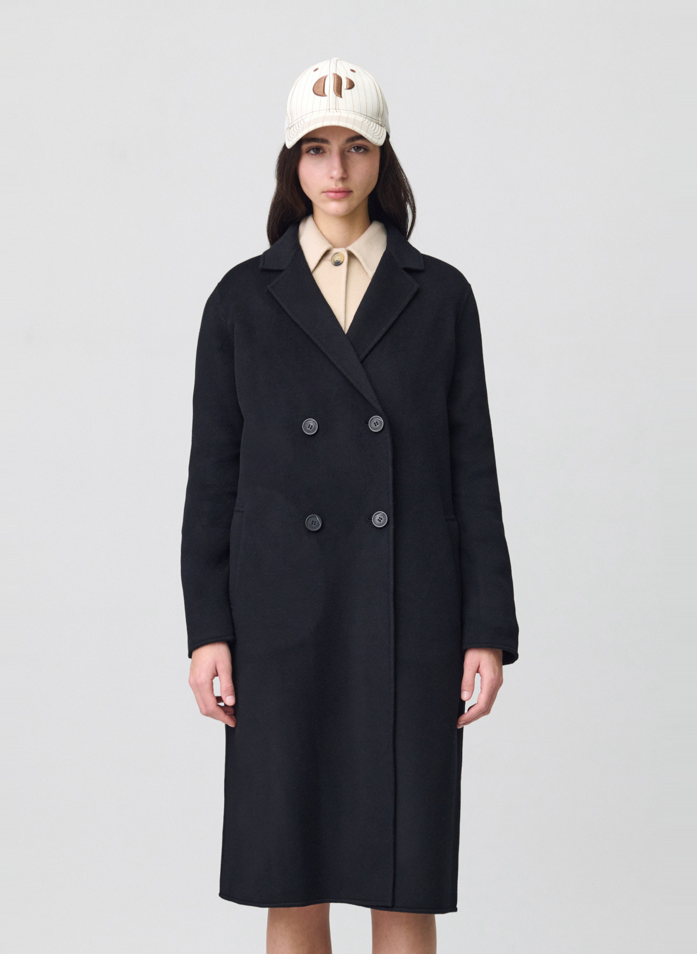 Manteau col tailleur en laine mélangée CLAUDIE PIERLOT Noir