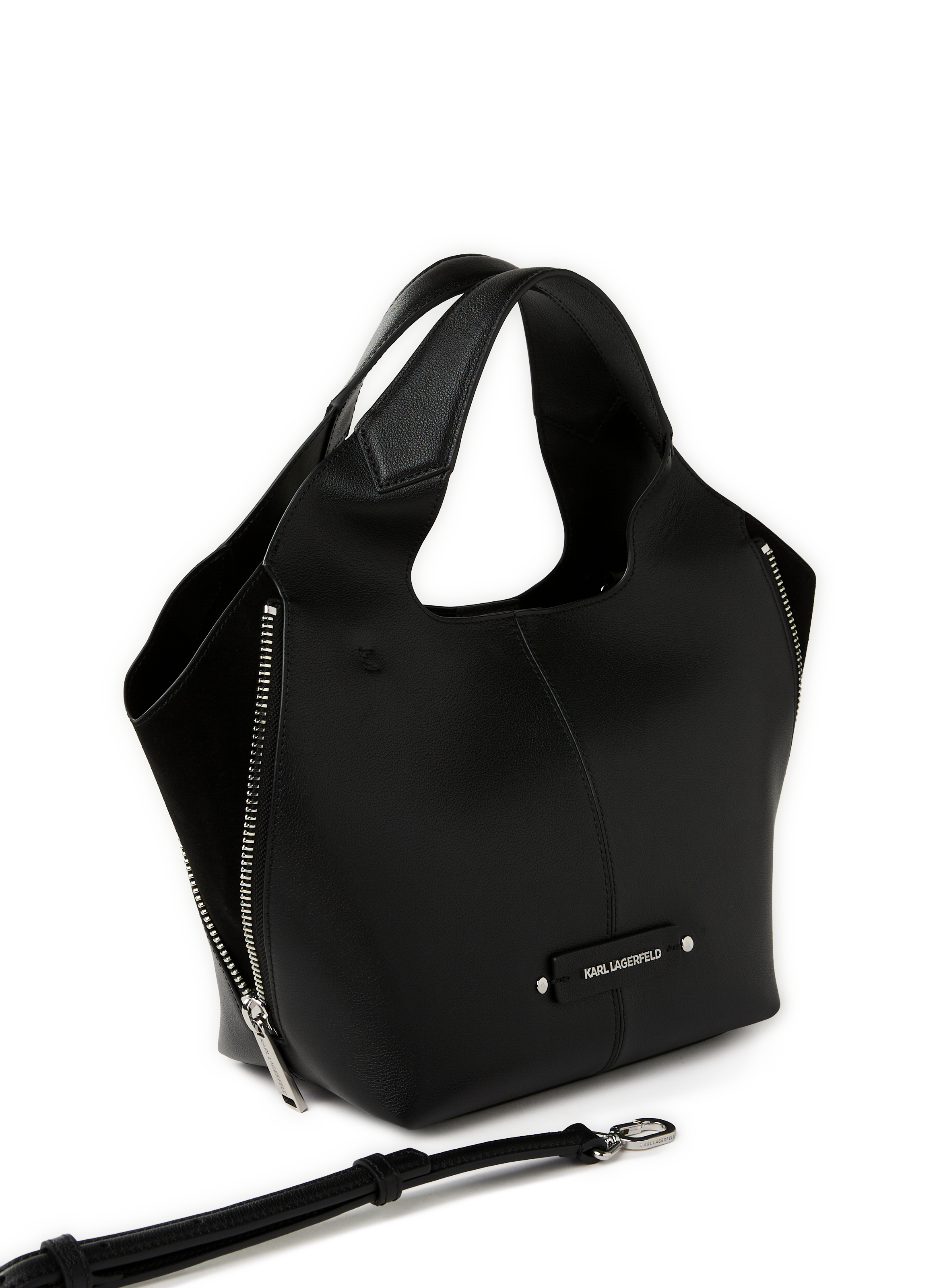 Sac à main double anse en cuir KARL LAGERFELD Noir