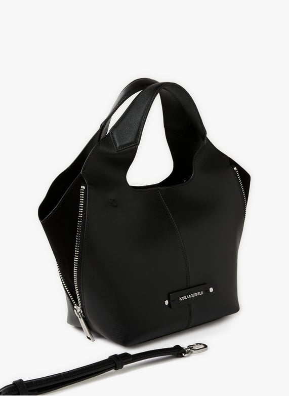 Sac à main double anse en cuir | Noir by KARL LAGERFELD Sac à main double anse en cuir Noir