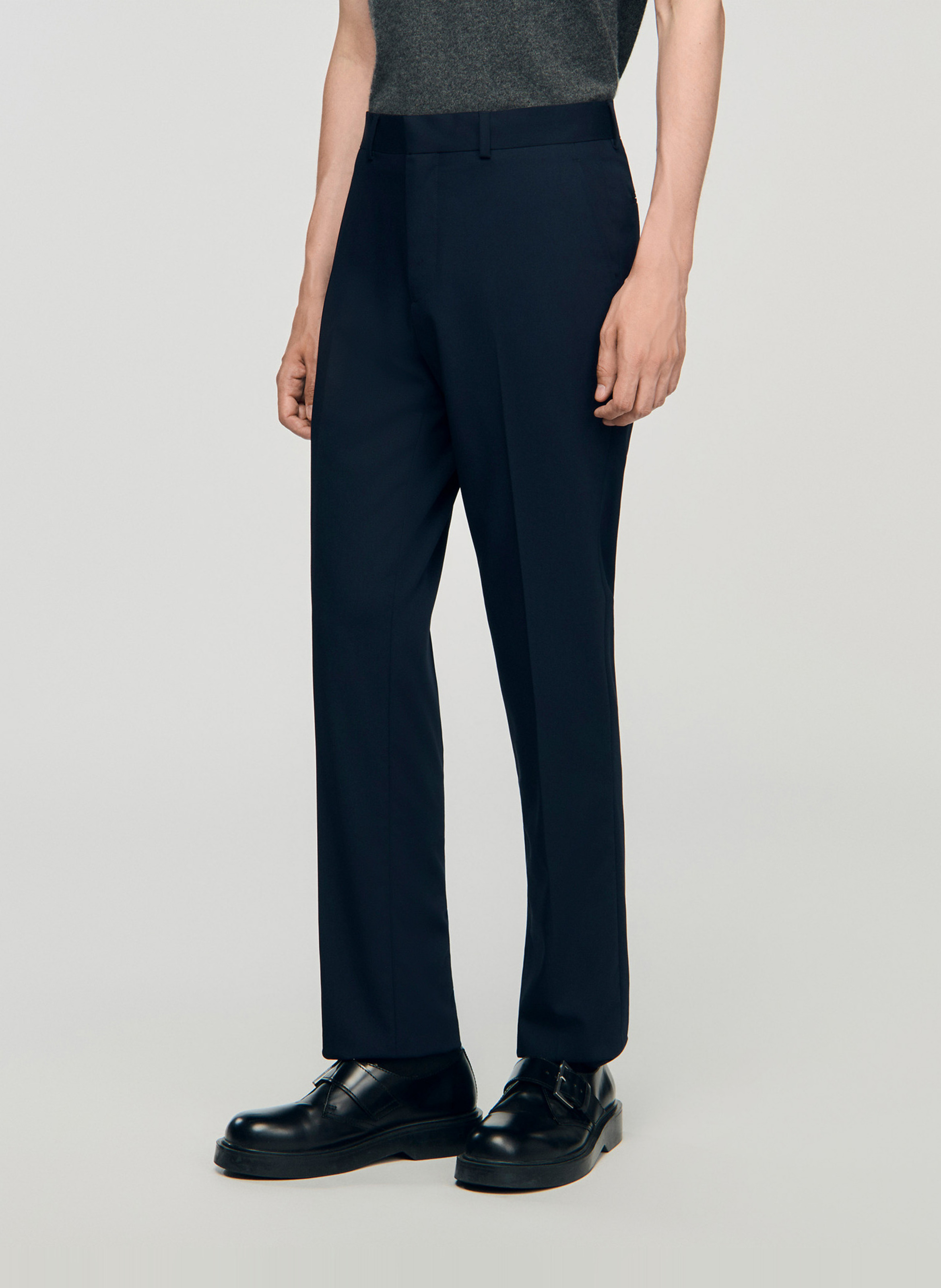 Pantalon de costume droit uni SANDRO Bleu