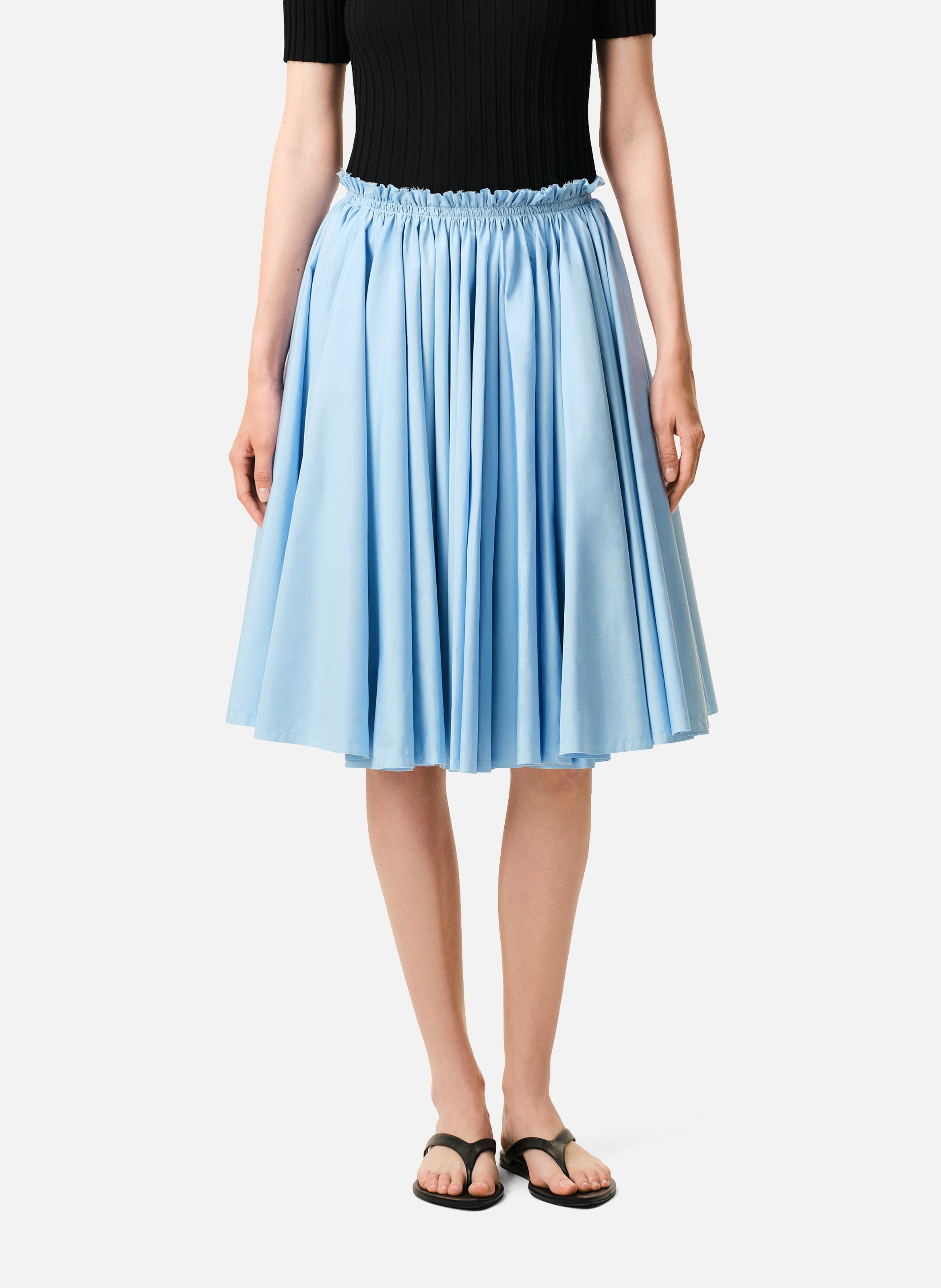 Jupe corolle midi en coton AMI PARIS Bleu