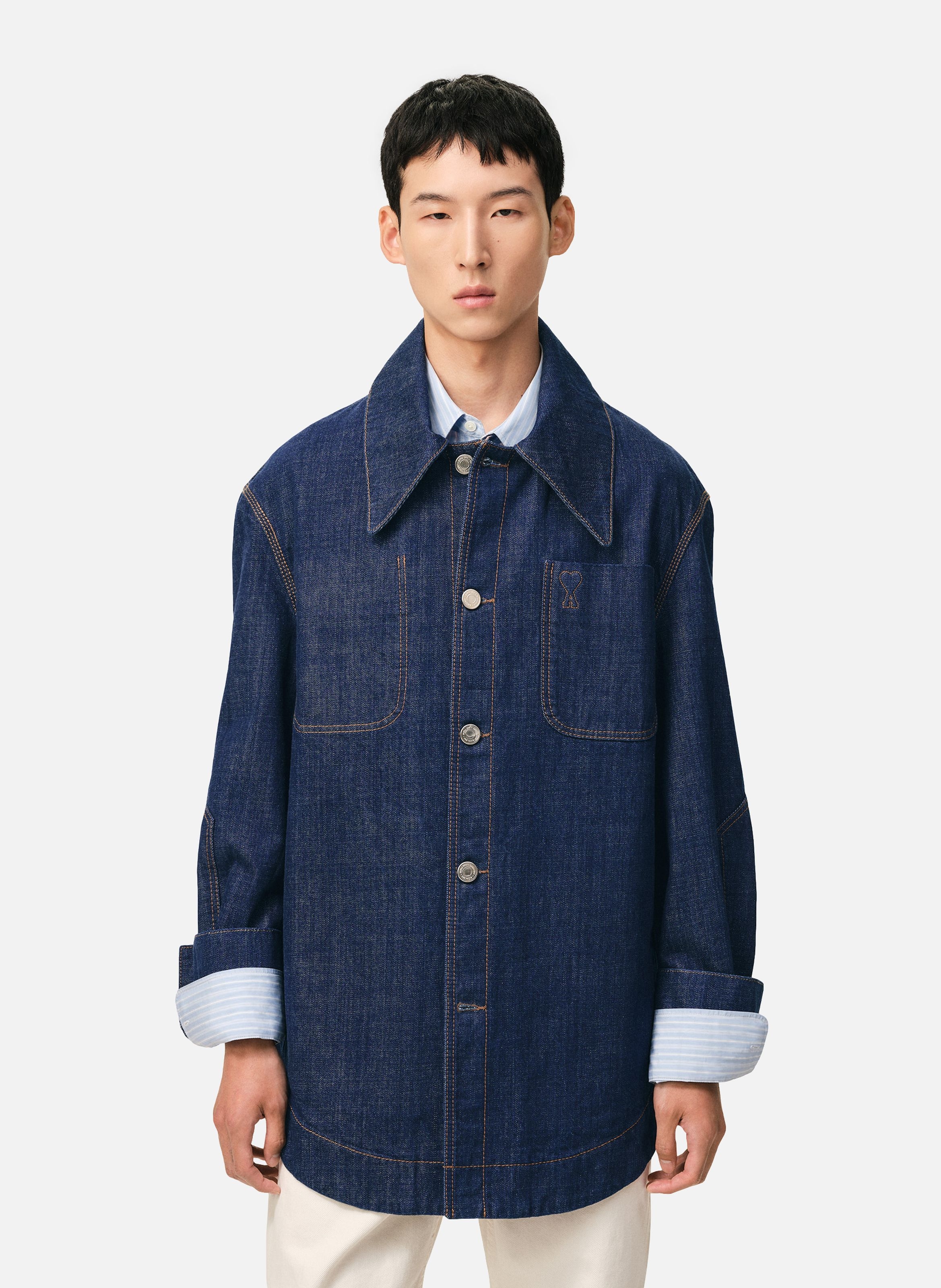 Surchemise worker ami de coeur unisexe en coton AMI PARIS Bleu