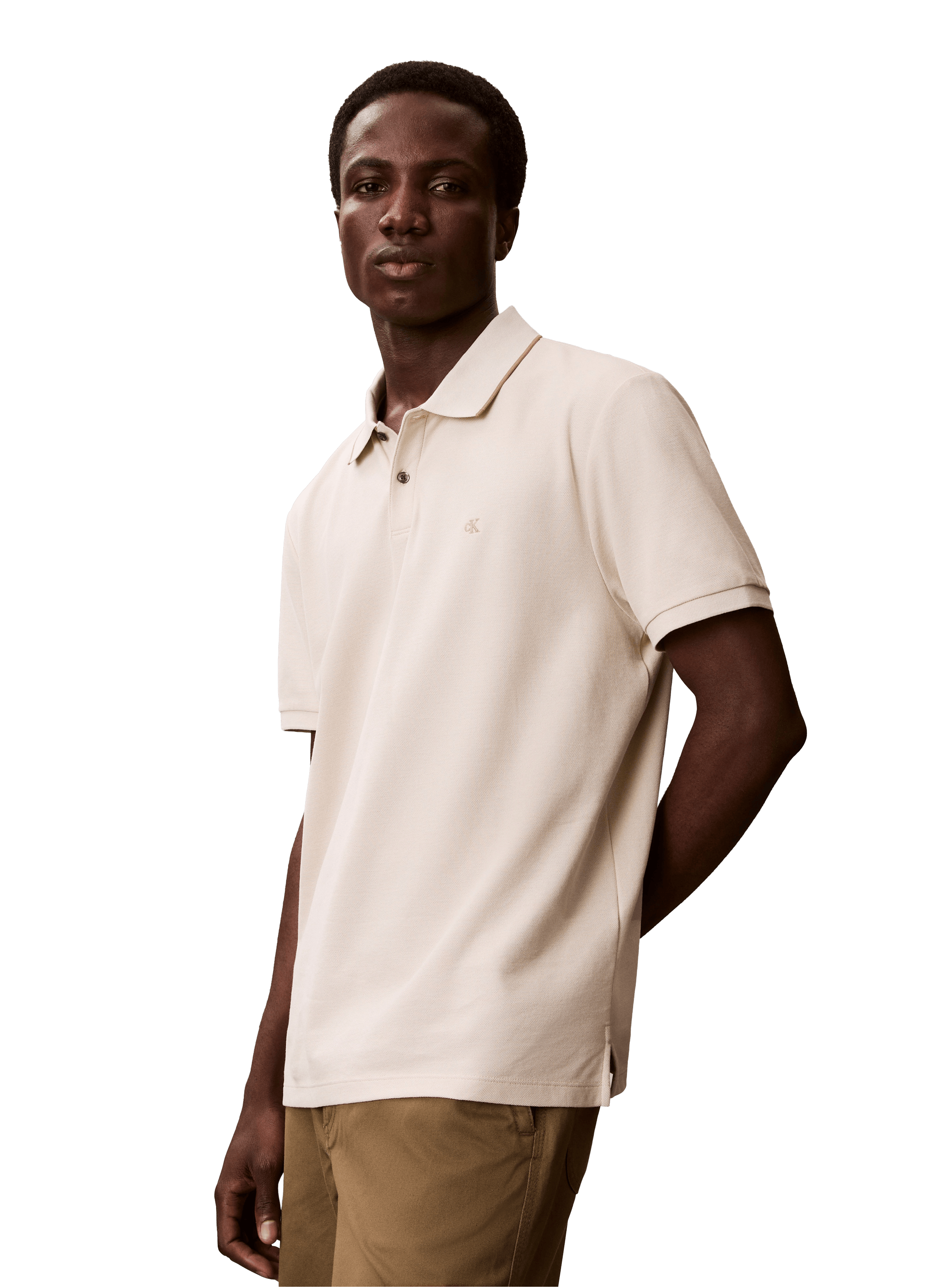 Polo à manches courtes en coton CALVIN KLEIN Beige