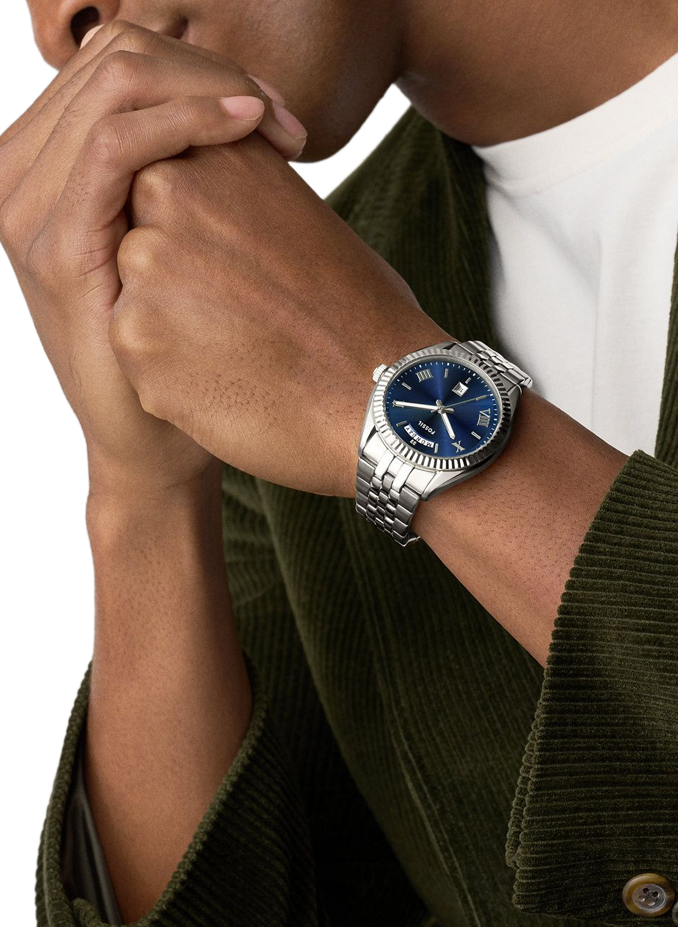 Montre Campbell en acier FOSSIL Bleu