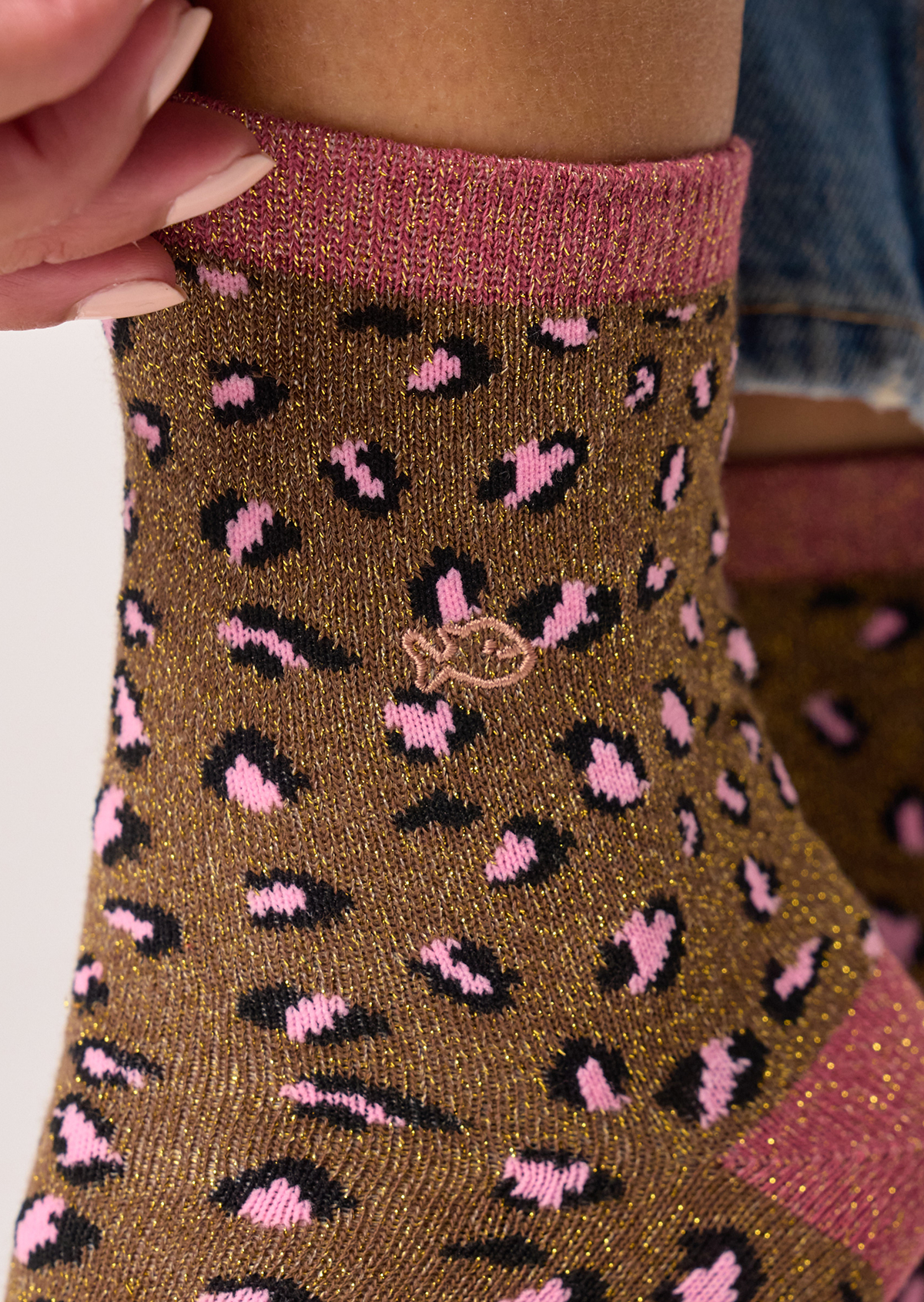 Chaussettes en coton peigné léopard BILLYBELT Marron