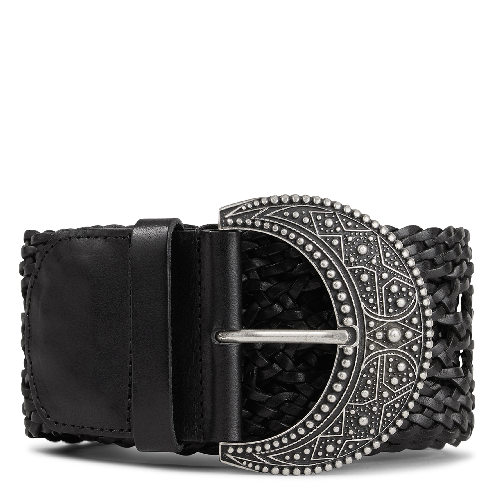 Ceinture tressée à boucle en cuir balmy BA&SH Noir