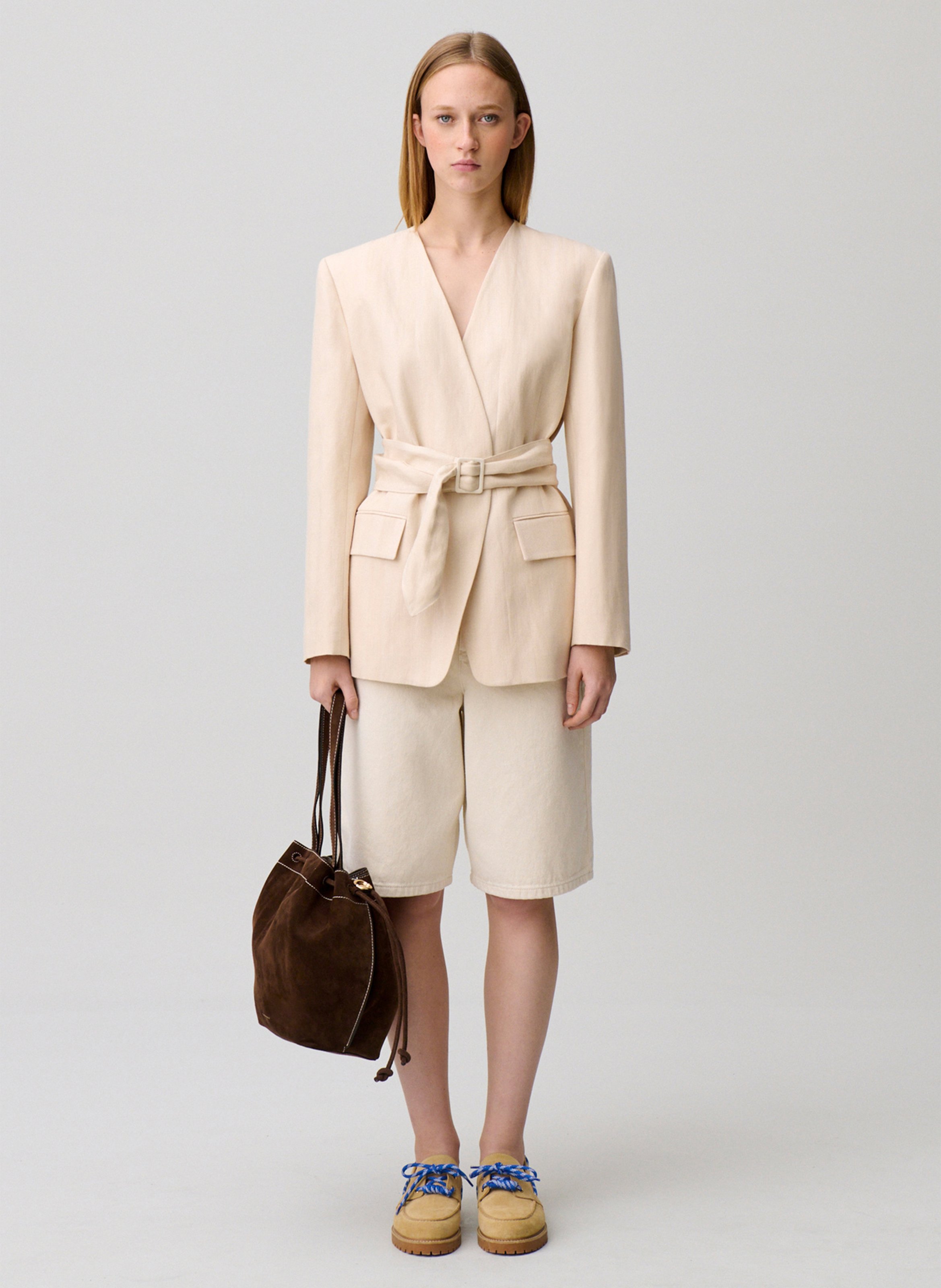 Veste droite ceinturée unie CLAUDIE PIERLOT Beige