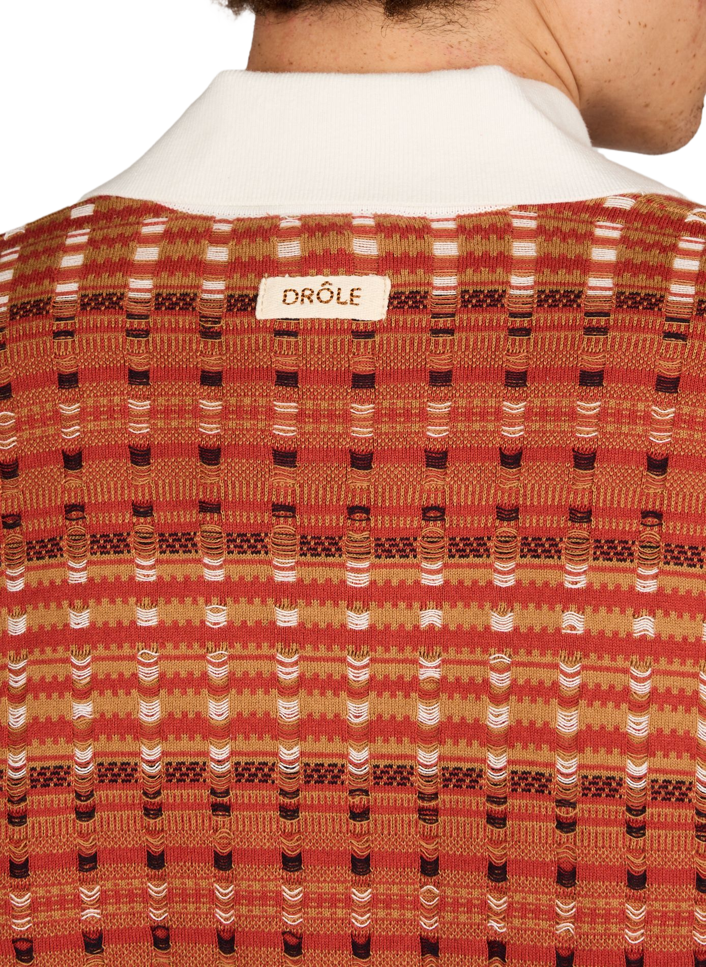 Short-sleeved patterned cotton polo DROLE DE MONSIEUR Red