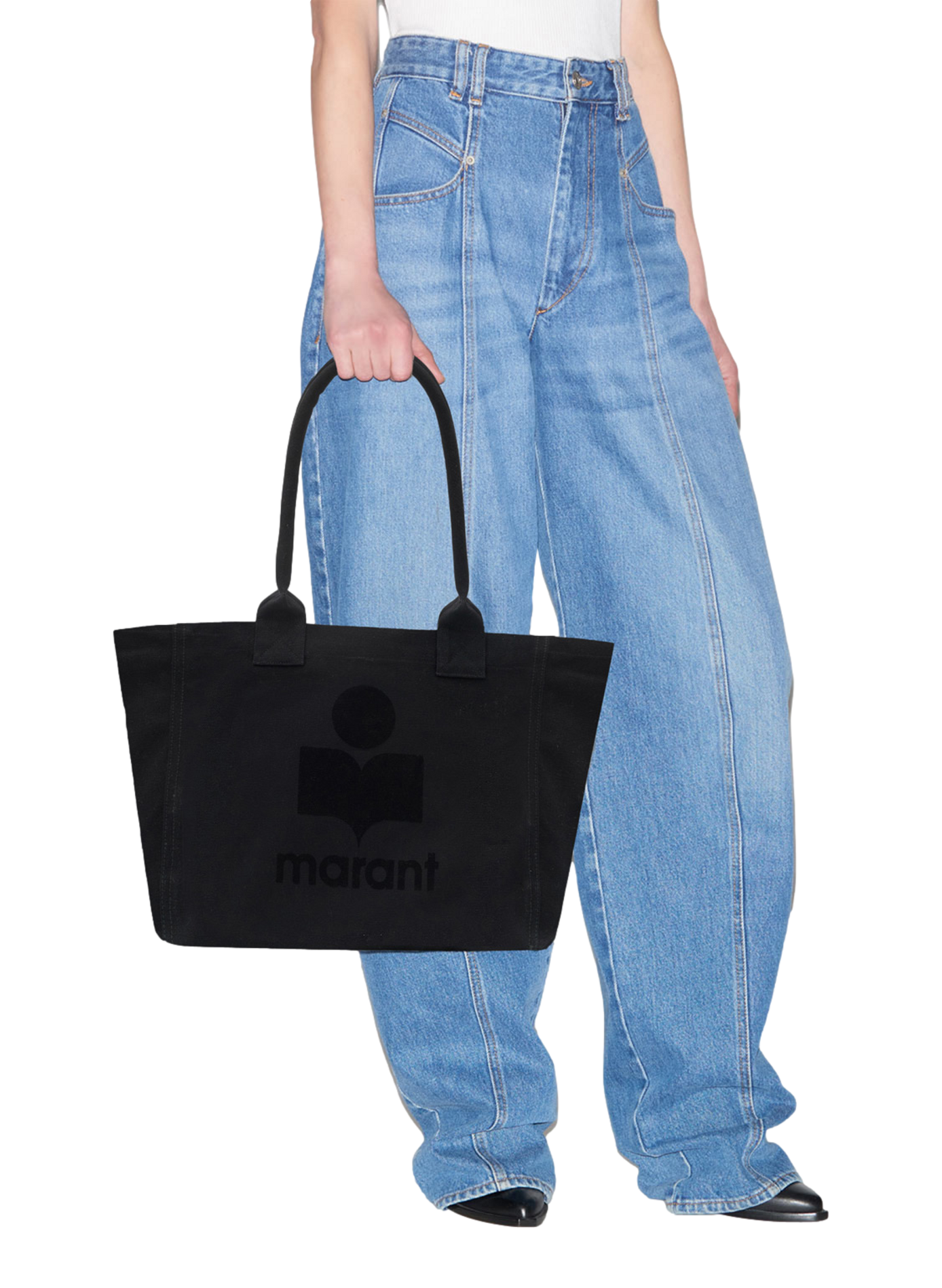 Yenky Zipped logo cotton tote bag ISABEL MARANT Black