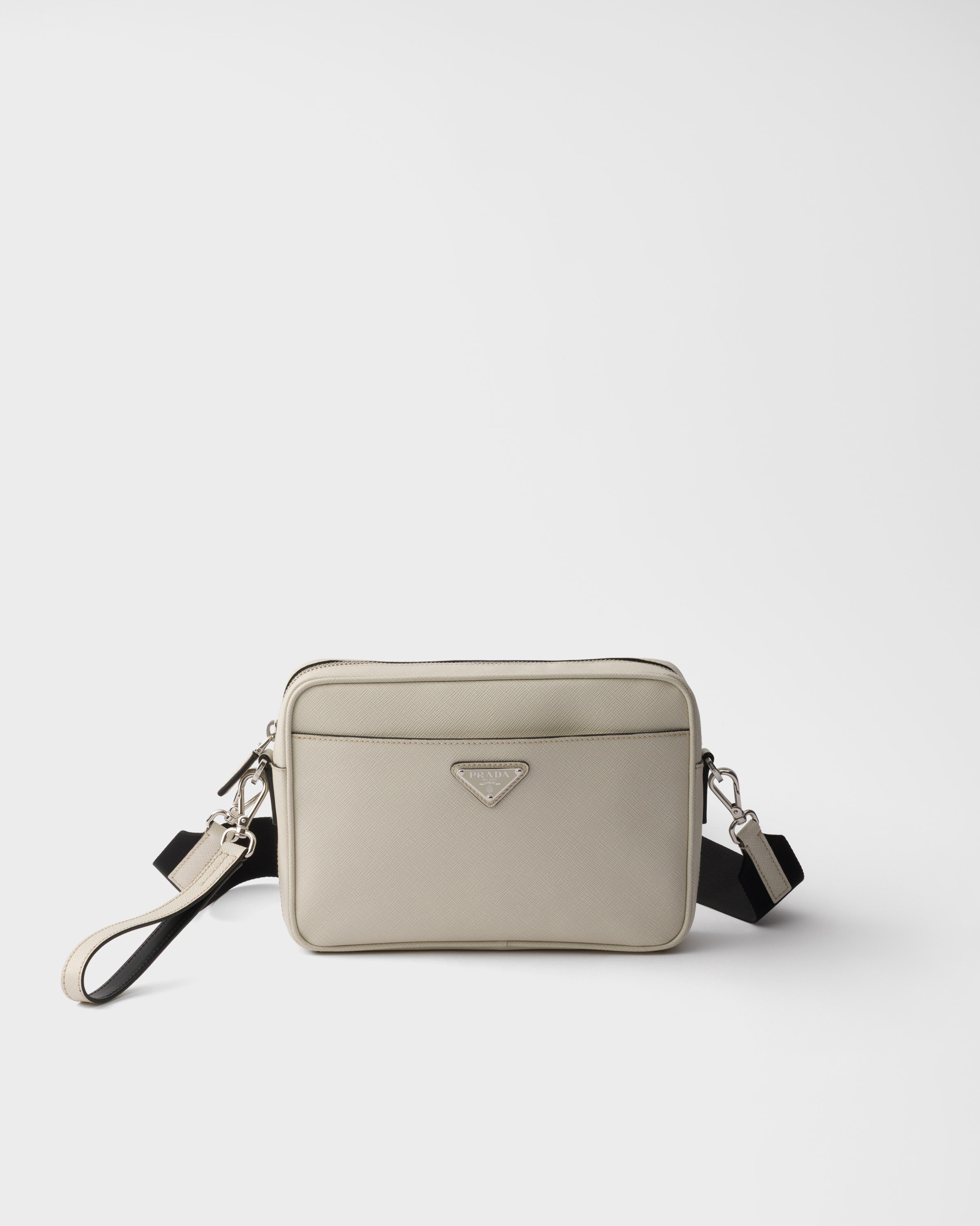 Sac porté épaule en cuir saffiano PRADA Beige