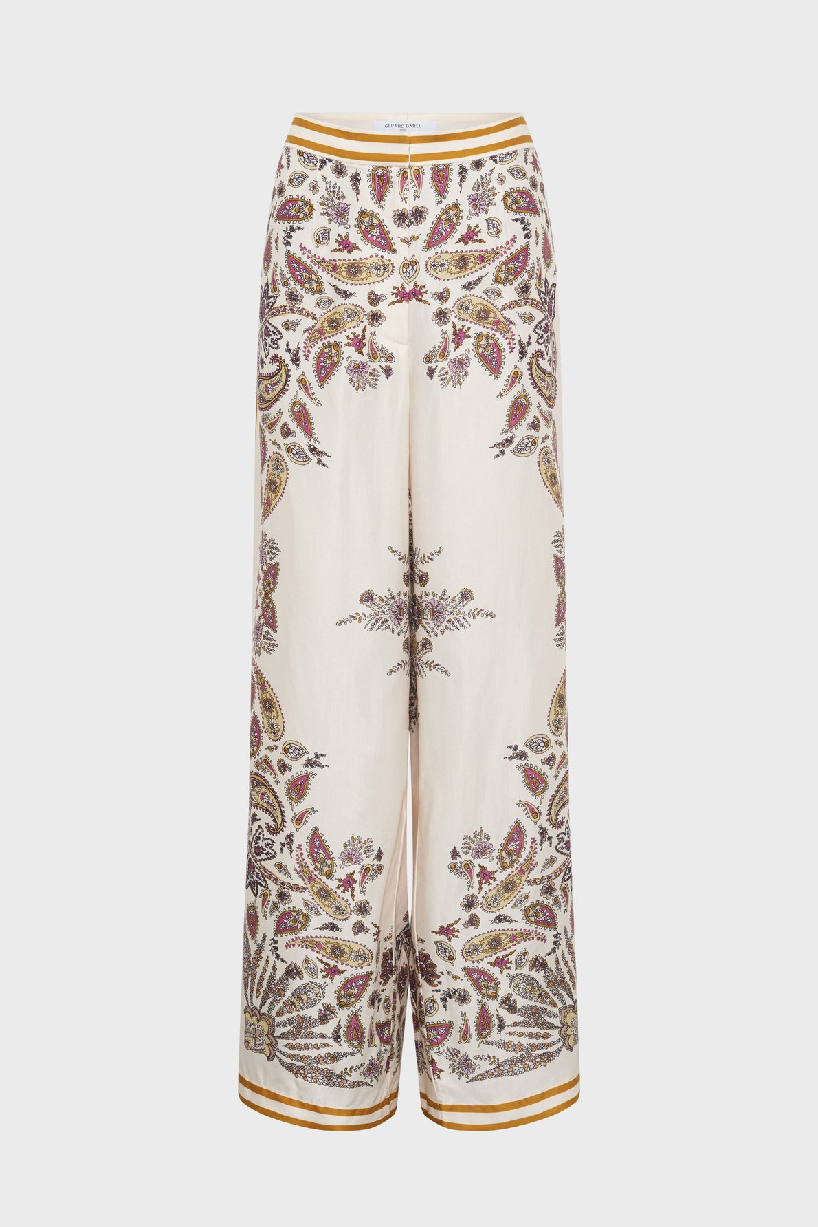 Pantalon fluide imprimé foulard - amanya Jaune
