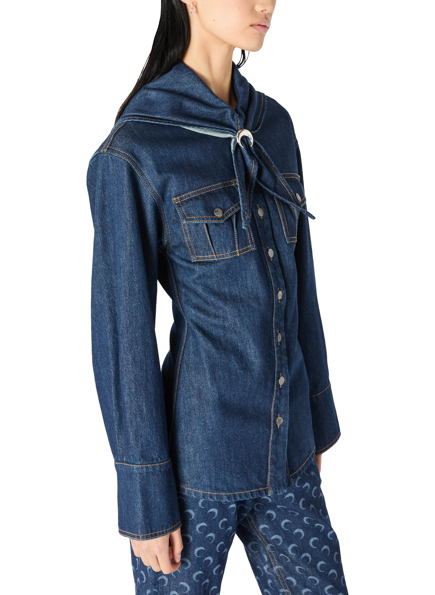 Chemise en jean bleu nuit MARINE SERRE Blauw