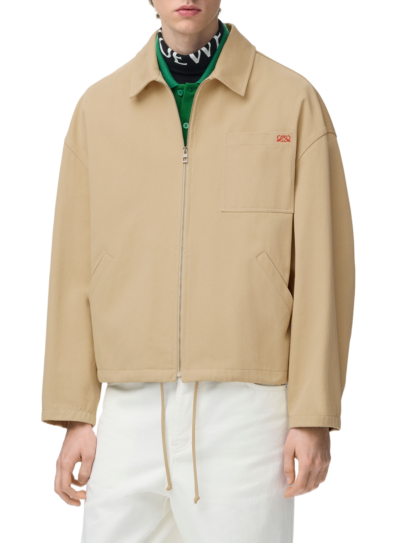 Zip-up cotton twill jacket LOEWE Beige