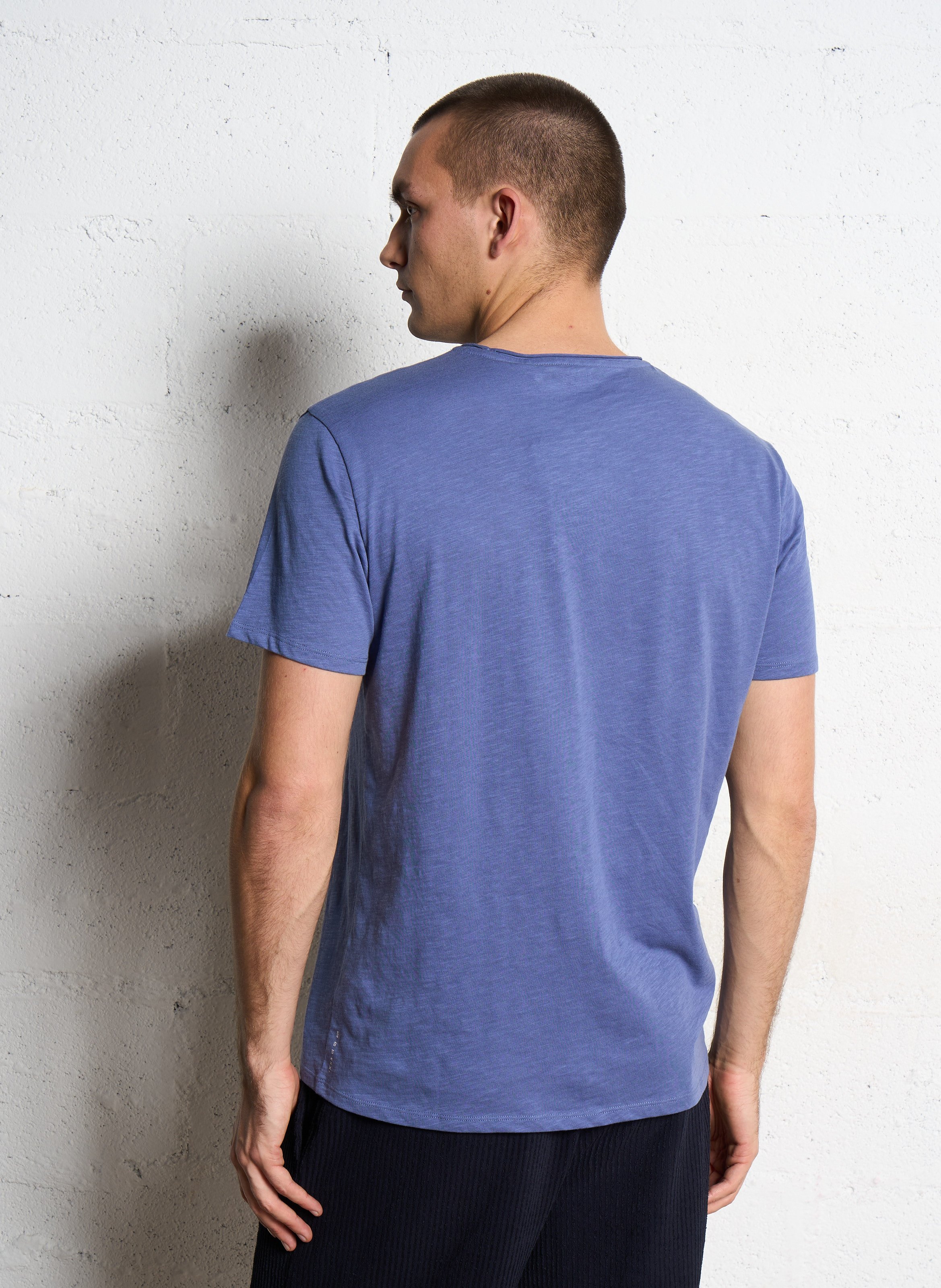 Tee-shirt droit col rond en coton IKKS Bleu