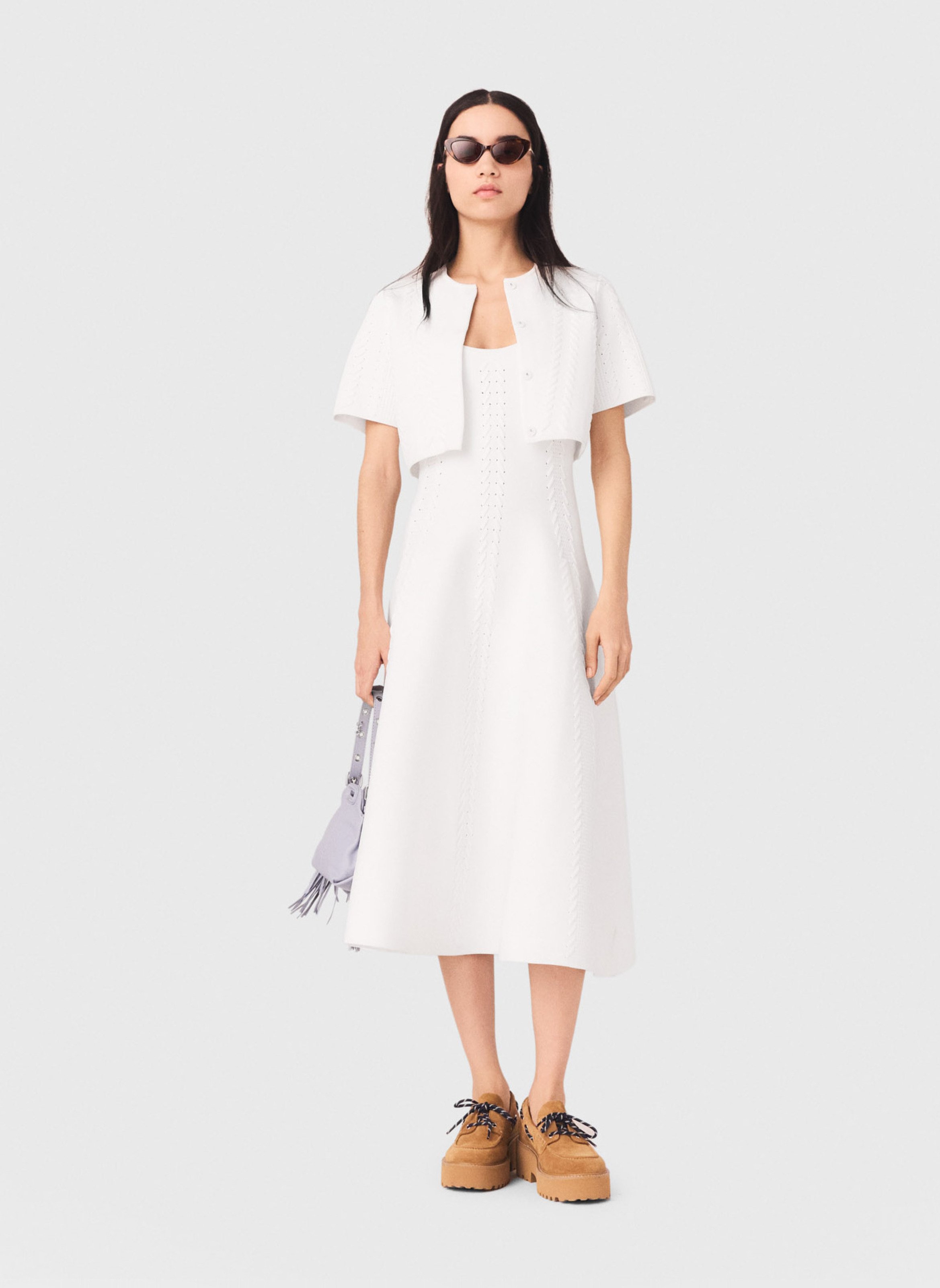 Cardigan court en maille tressée | Blanc MAJE Femme