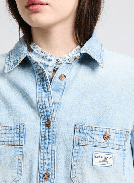 Bleached denim Shirt GUESS Blue