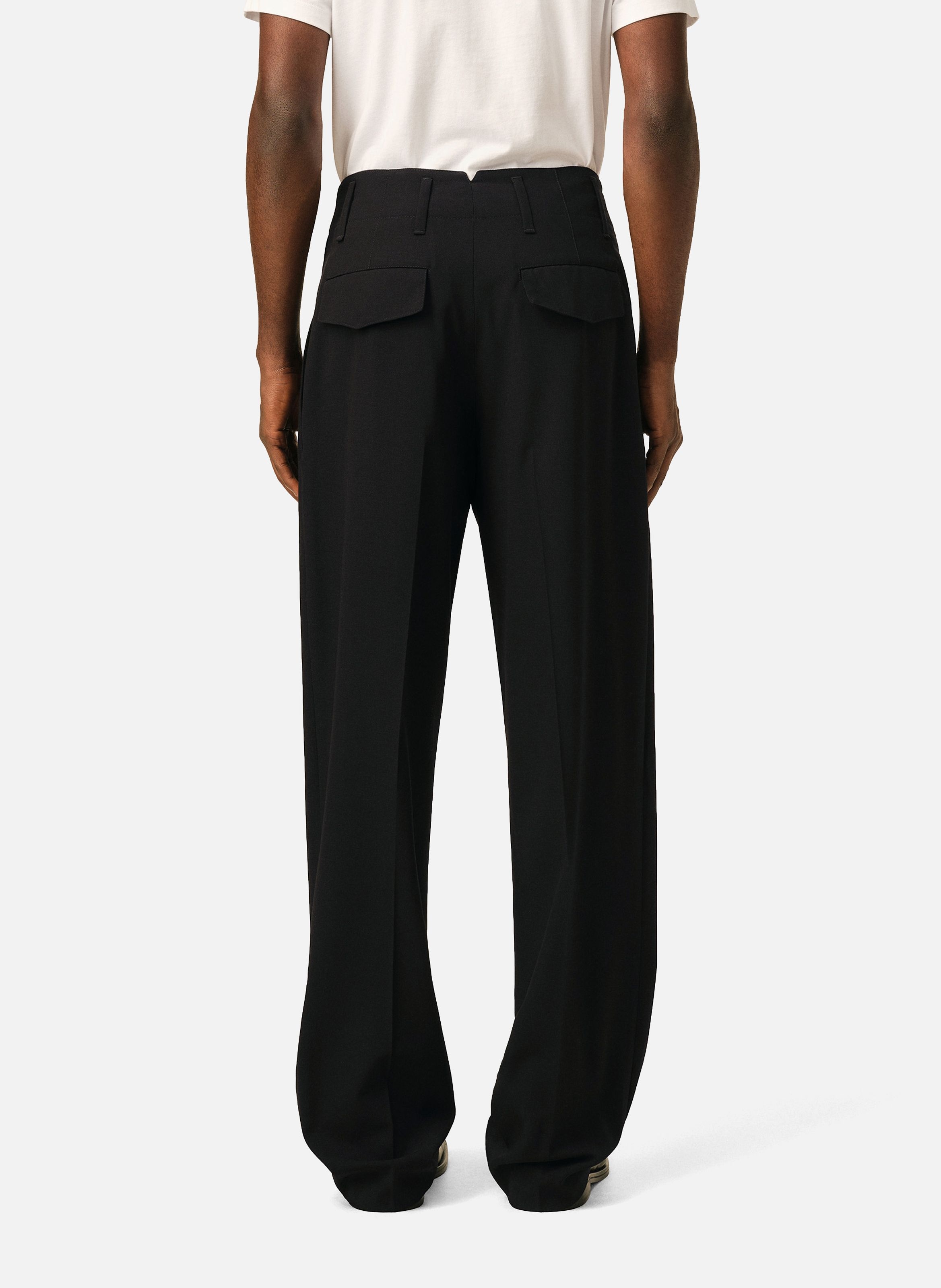 Pantalon deux plis en laine AMI PARIS Noir