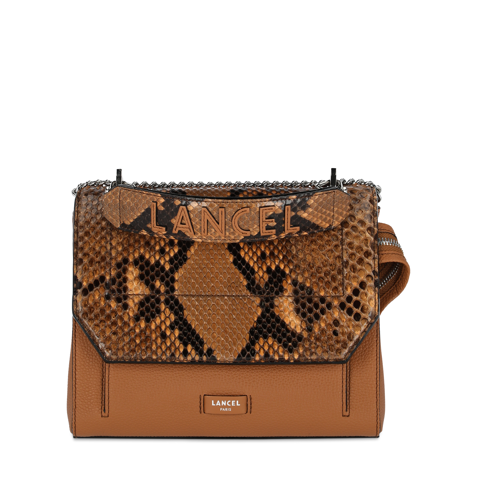 Sac rabat ninon de lancel en cuir de vachette graine & python LANCEL Beige