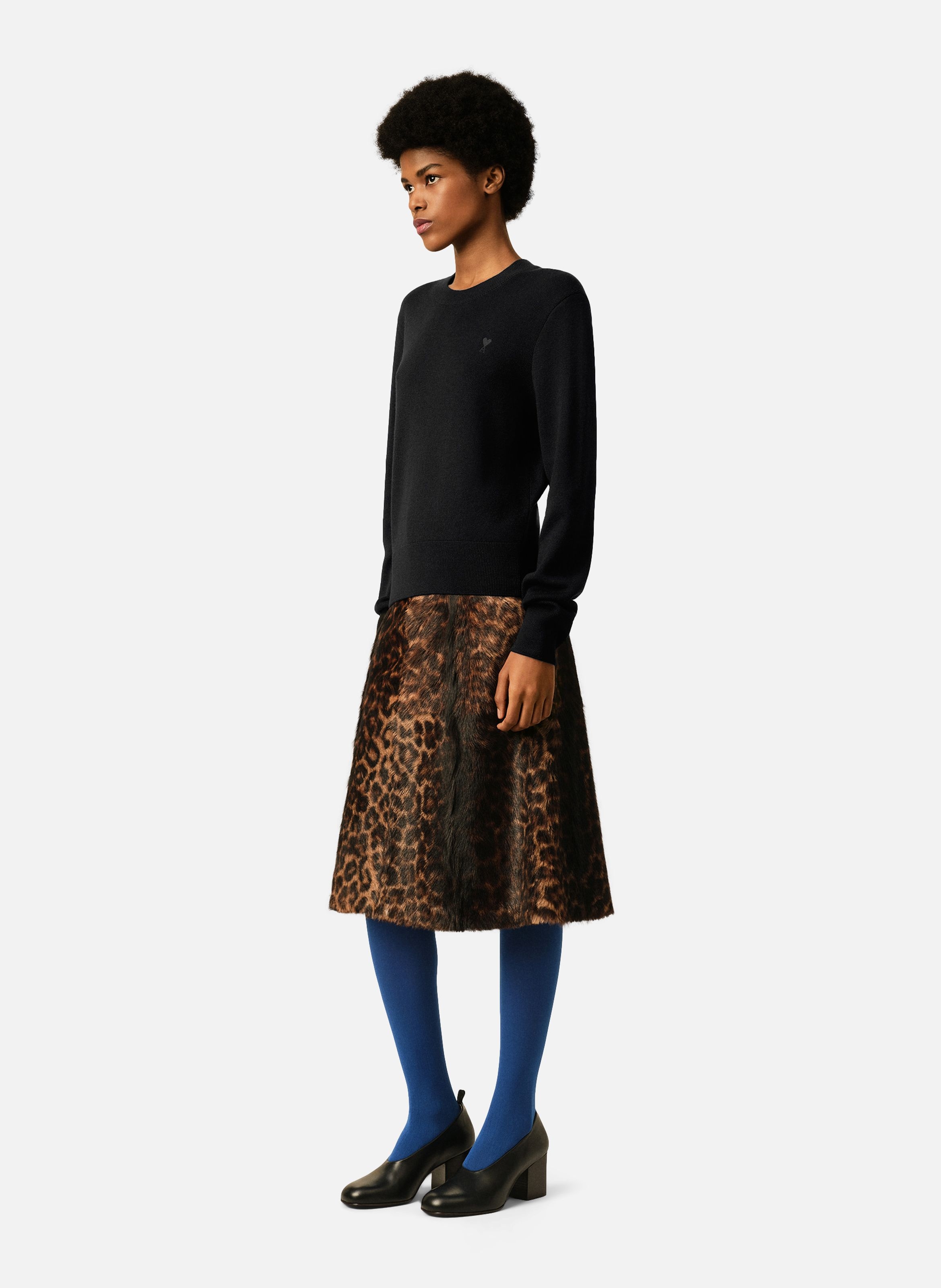 Pull col rond ami de coeur en laine AMI PARIS Noir