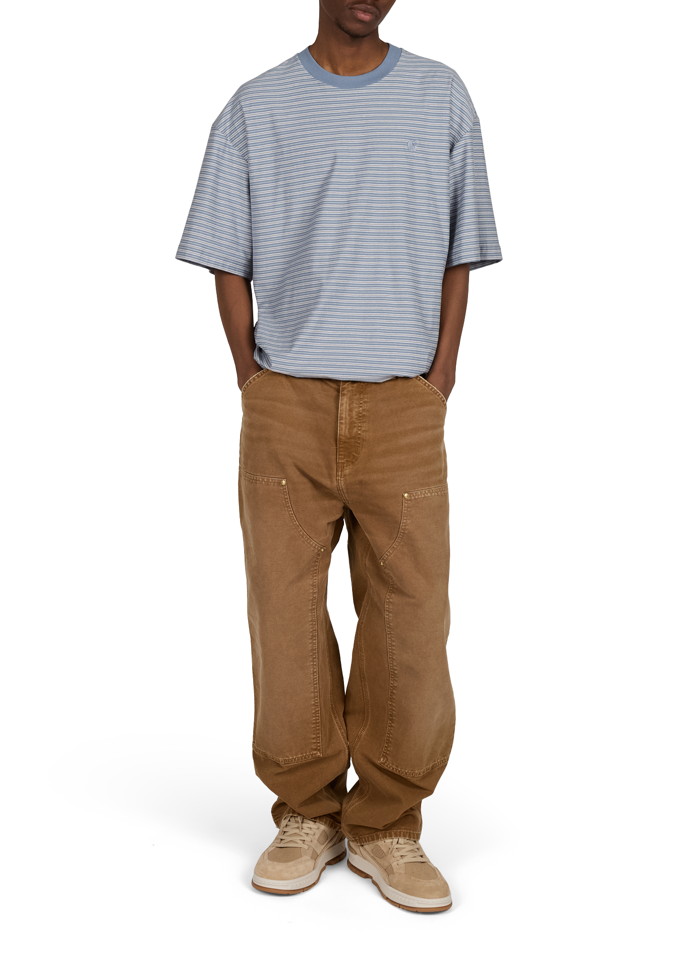 Straight round neck striped cotton t-shirt CARHARTT WIP Blue