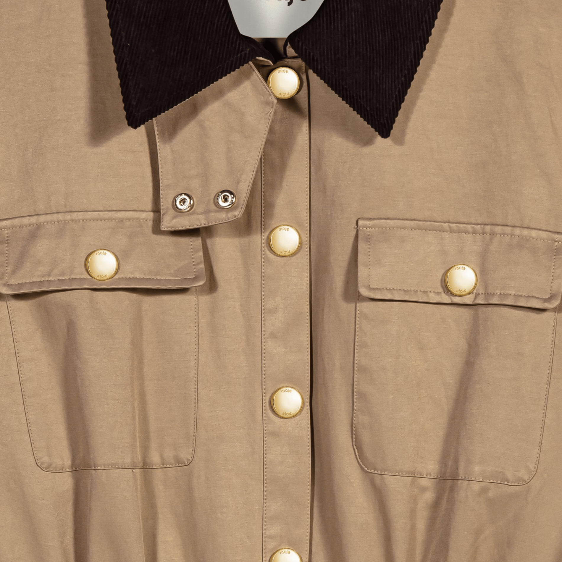Veste col classique en coton mélangé MAJE Beige
