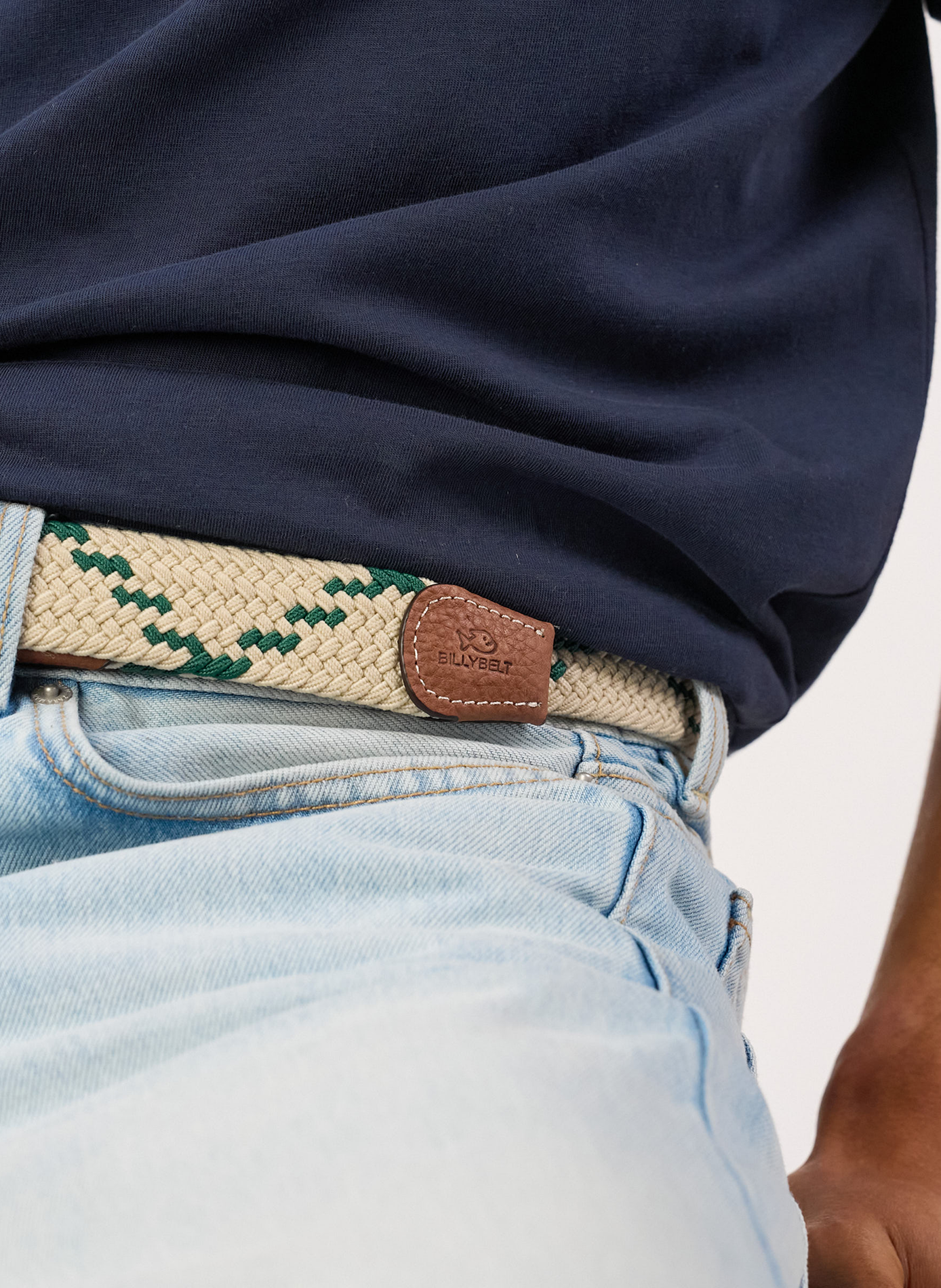 Ceinture tressée élastique multicolore BILLYBELT Beige