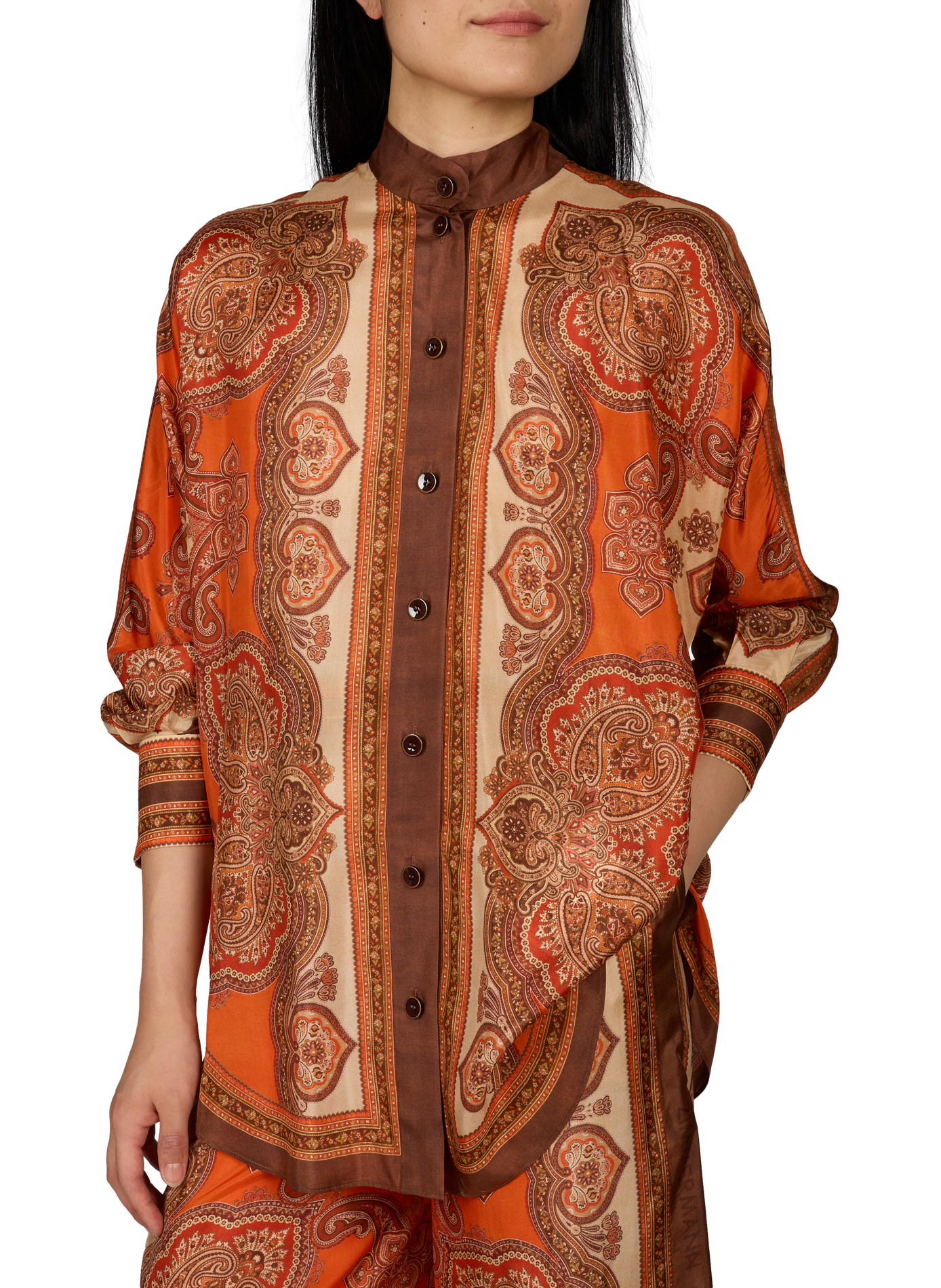 Seidenbluse Mahon mit Kaschmir-Print ZIMMERMANN Orange