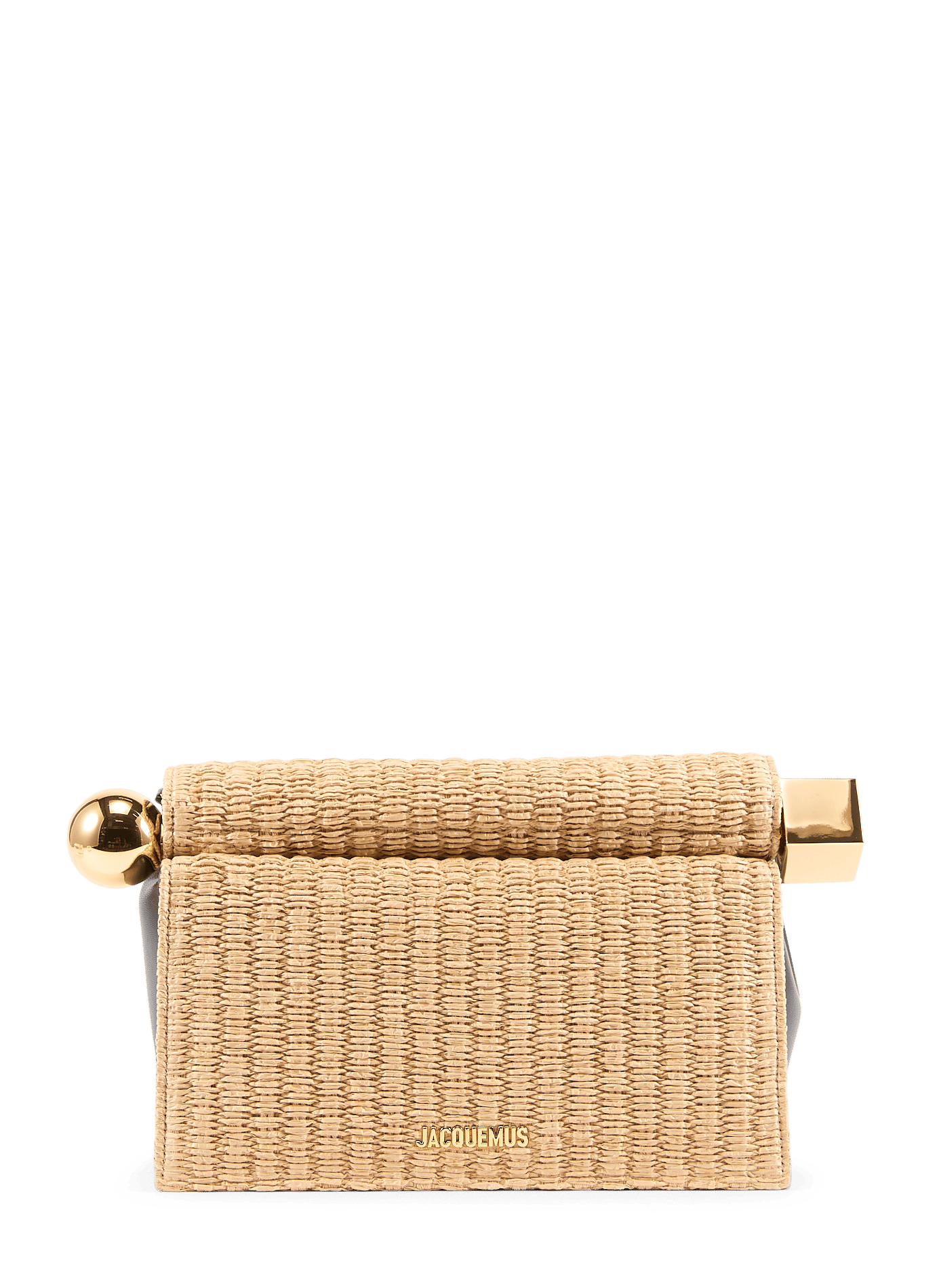 The Round Square Mixed Leather Clutch JACQUEMUS Beige