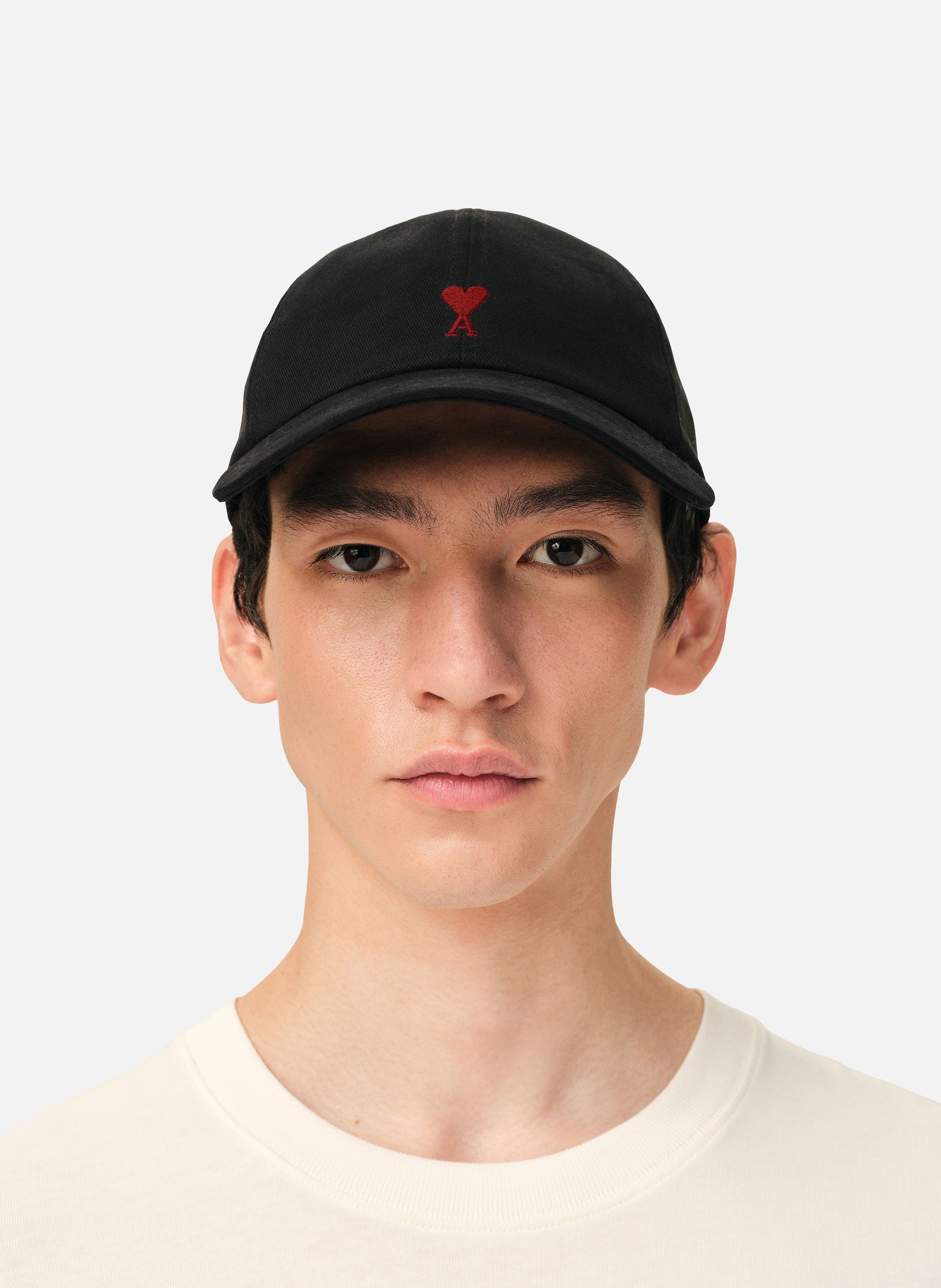 Casquette broderie ami de coeur rouge unisexe AMI PARIS Noir