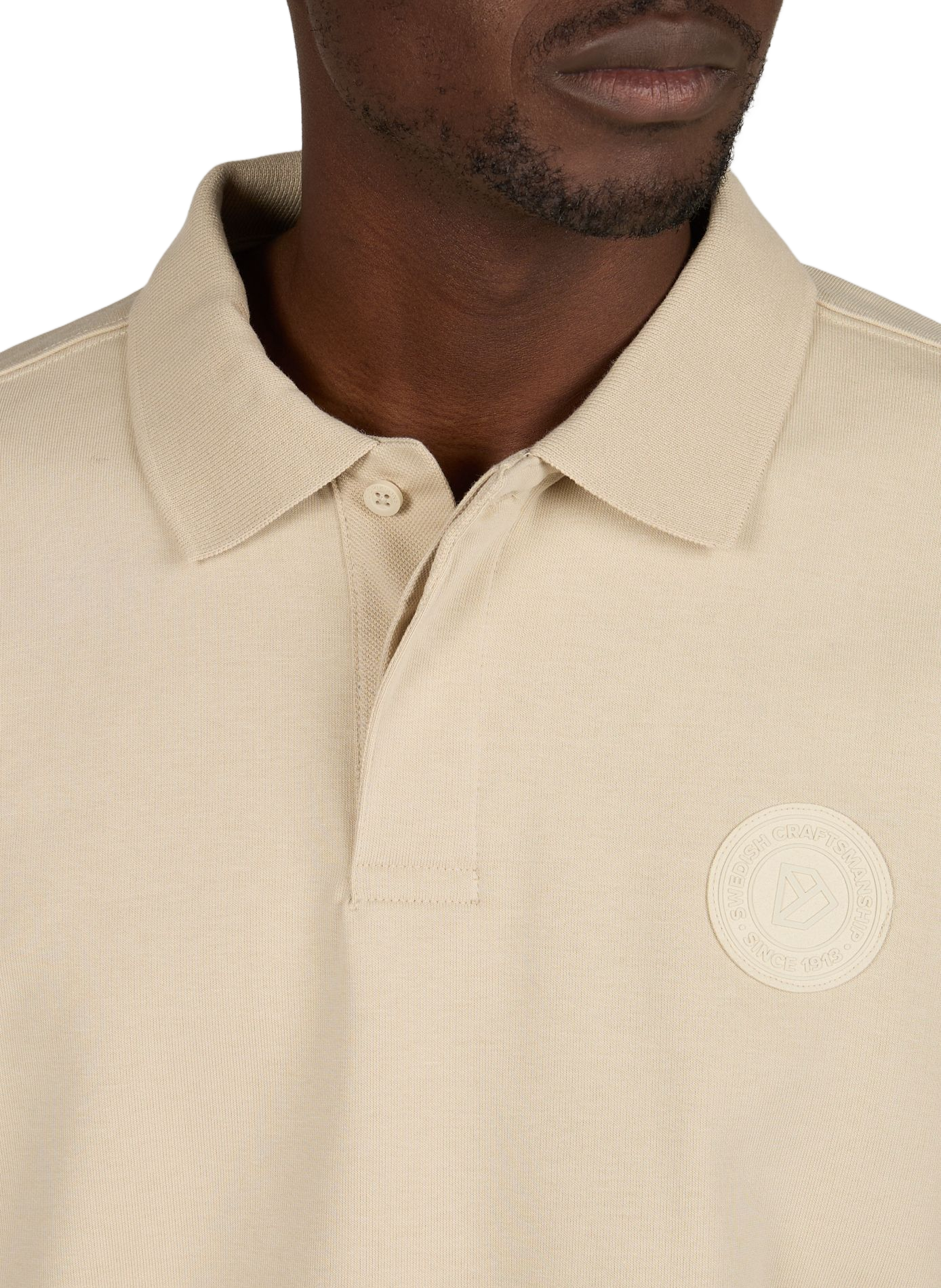Straight cotton-blend polo shirt DIDRIKSONS Beige