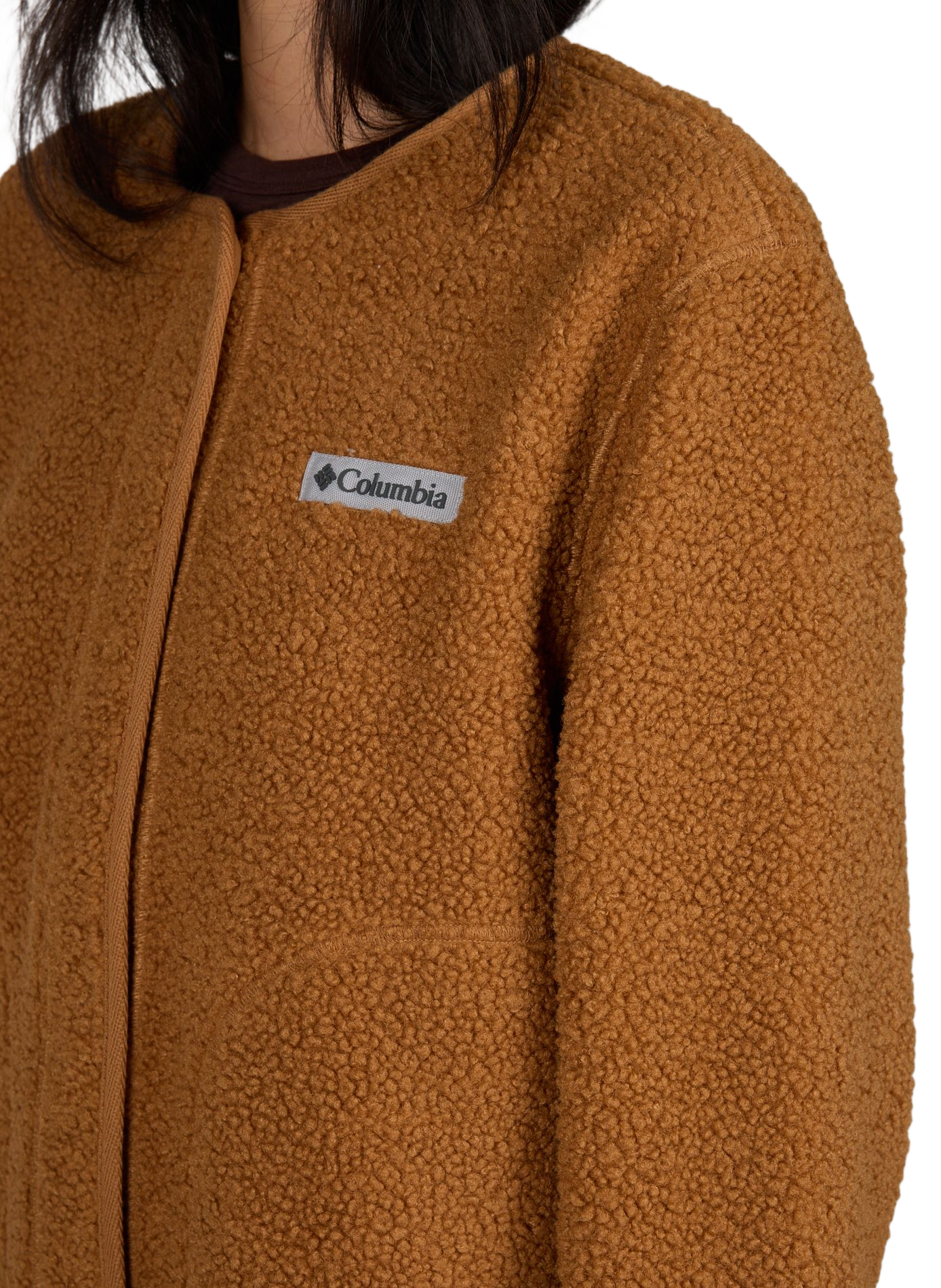 Shearling-look jacket with round collar COLUMBIA Brown