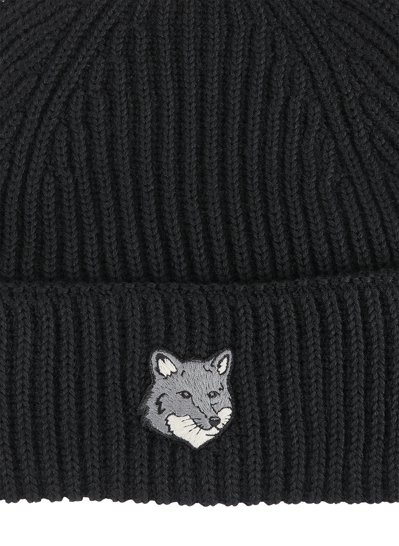 Ribbed wool beanie MAISON KITSUNÉ Black