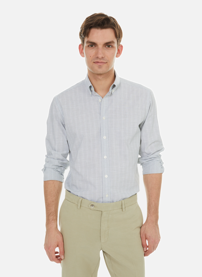 HACKETT plain linen and cotton shirt