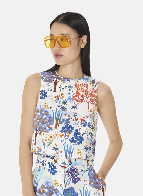 Top droit fleurs - teresa Bleu by TARA JARMON TARA JARMON Top droit fleurs - teresa Bleu