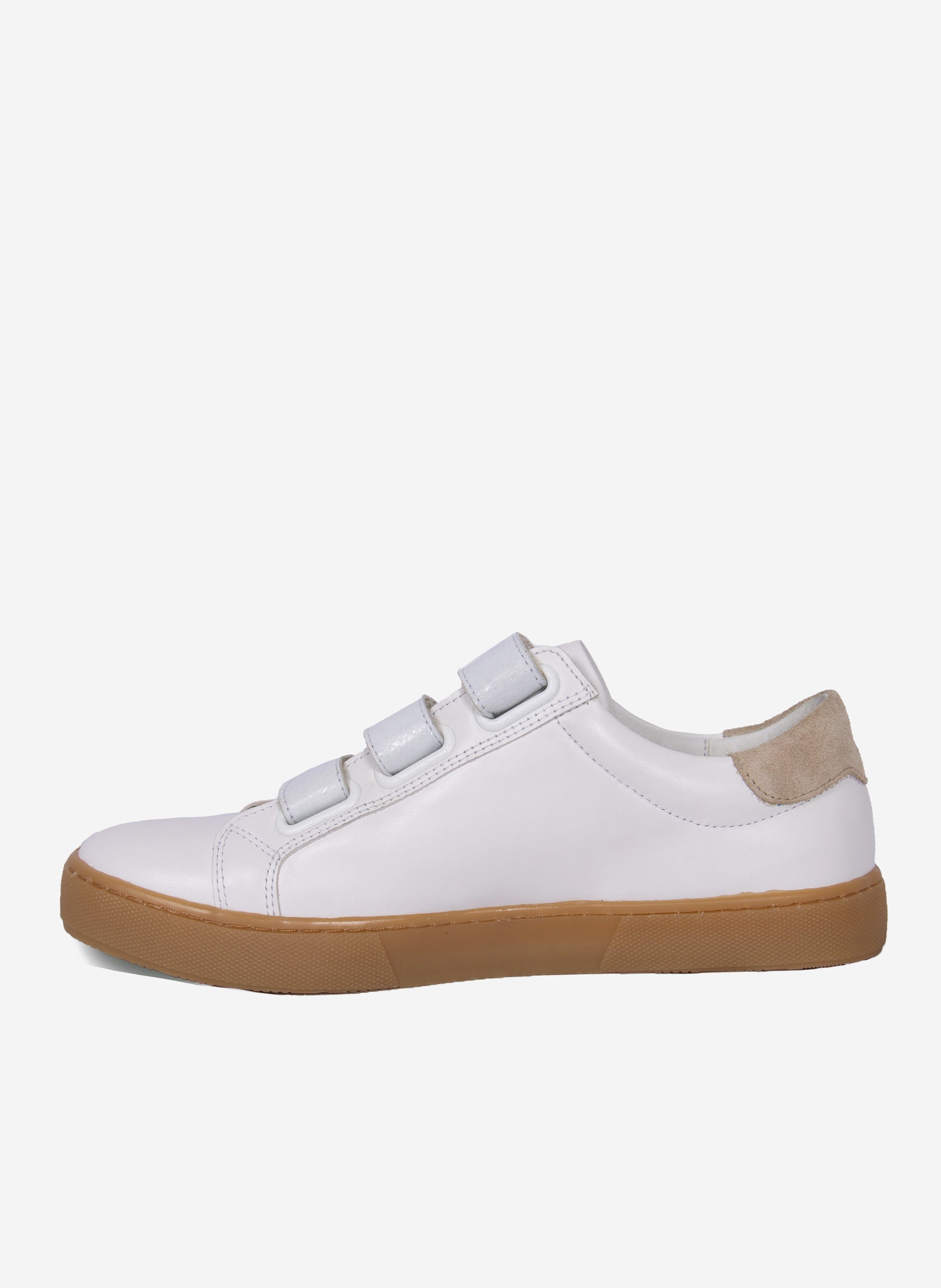 Baskets à scratch cuir lisse JULES & JENN Blanc
